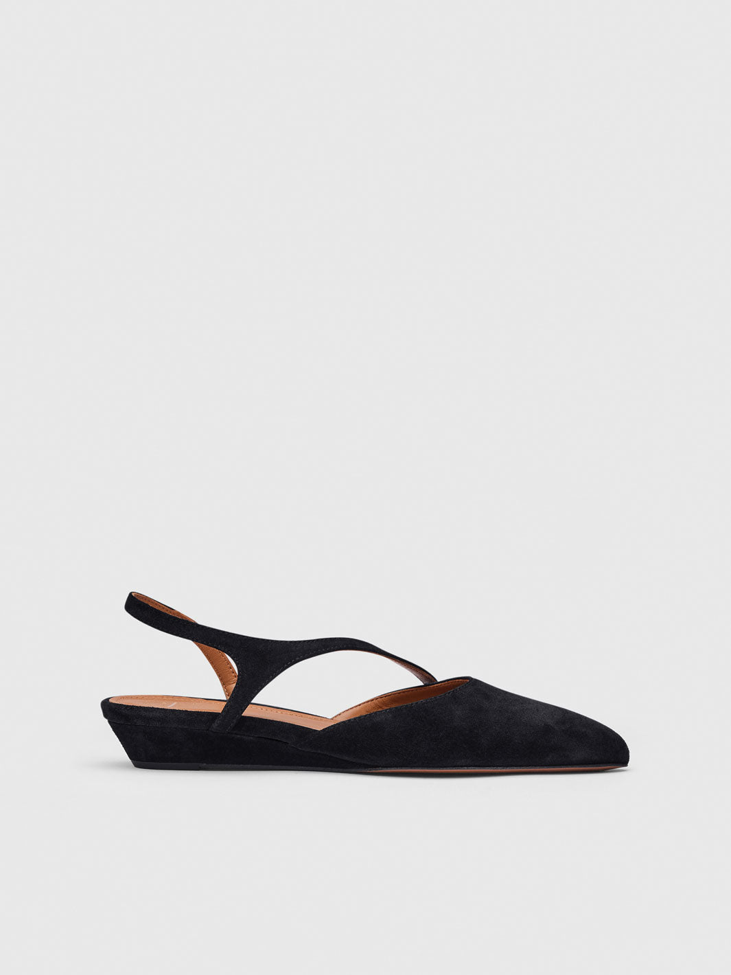 Black suede slingback store flats