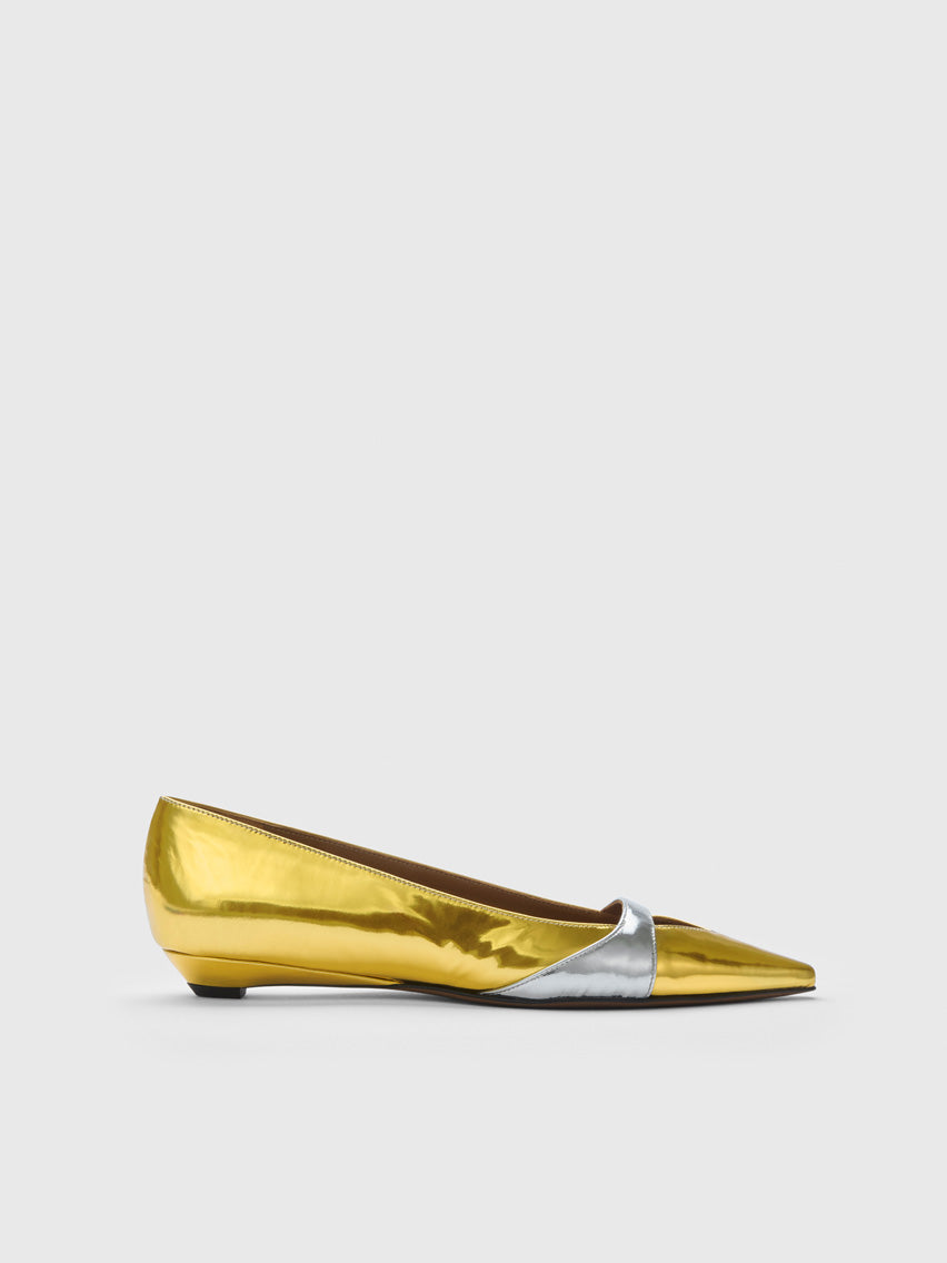 Pedesina Gold/Silver Metallic Leather Ballet flats