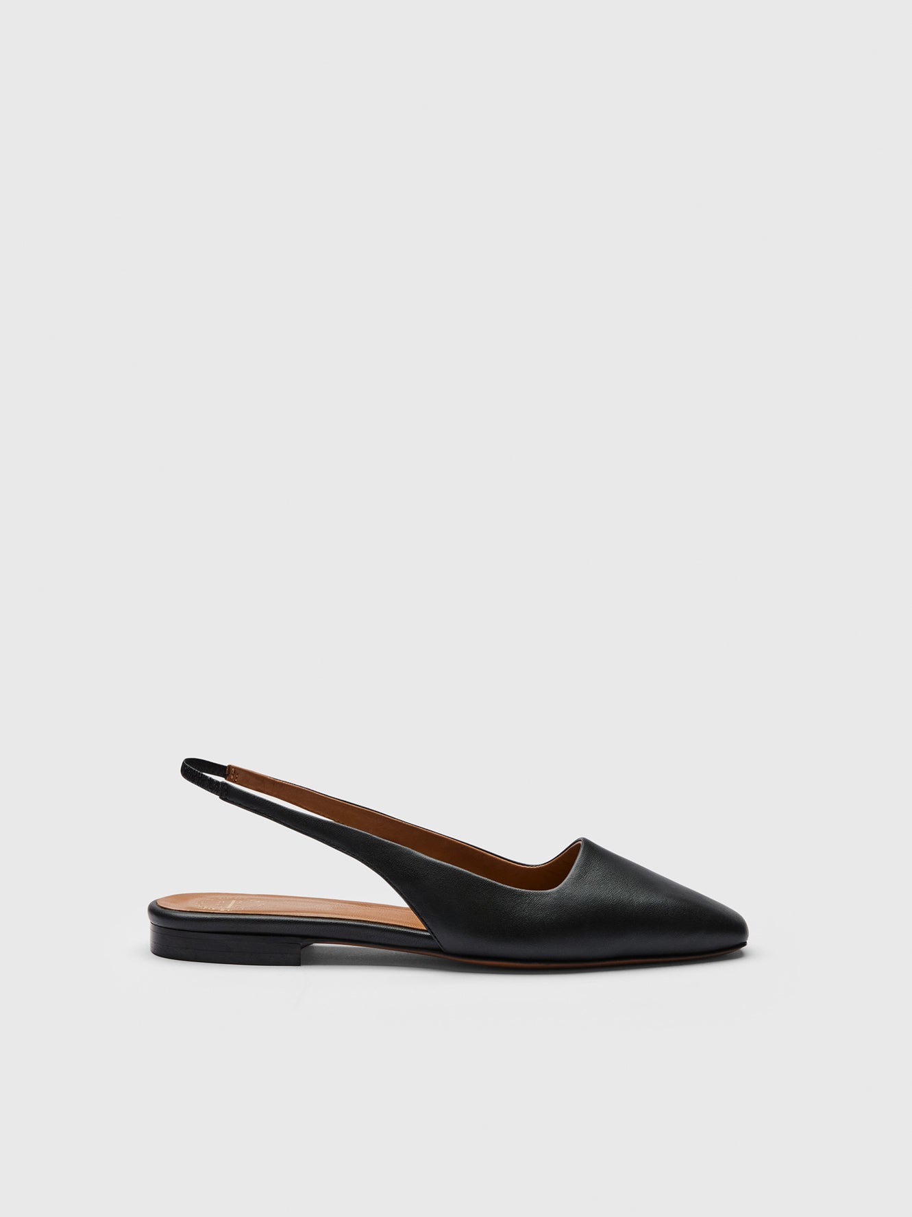Plesio Black Nappa Flat Slingbacks