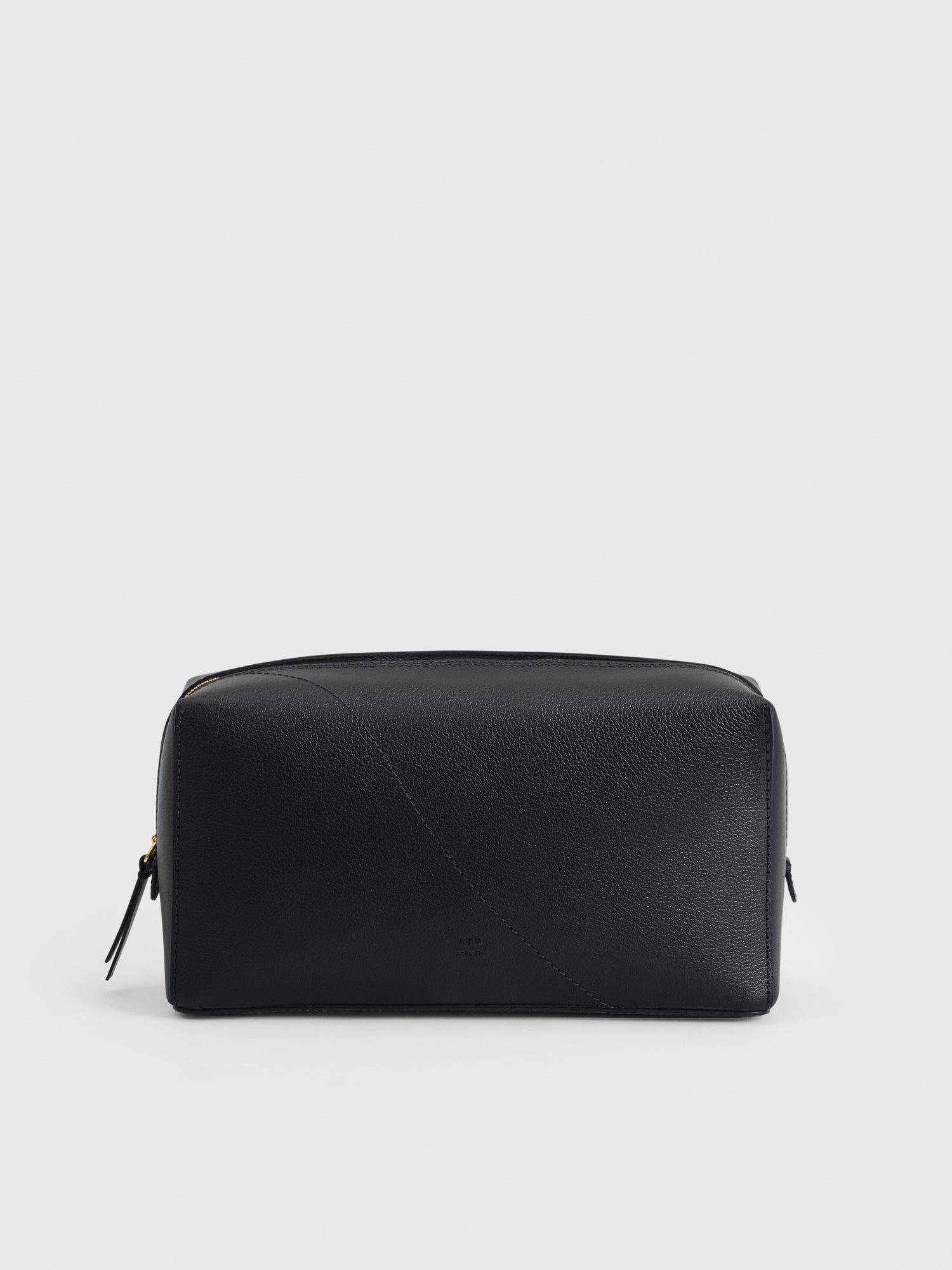 Pomaia Black Grained Leather Beauty Bag