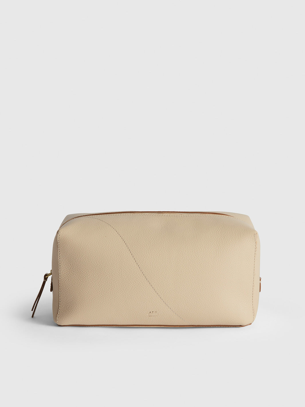 Pomaia Mandorla Grained Leather Beauty Bag