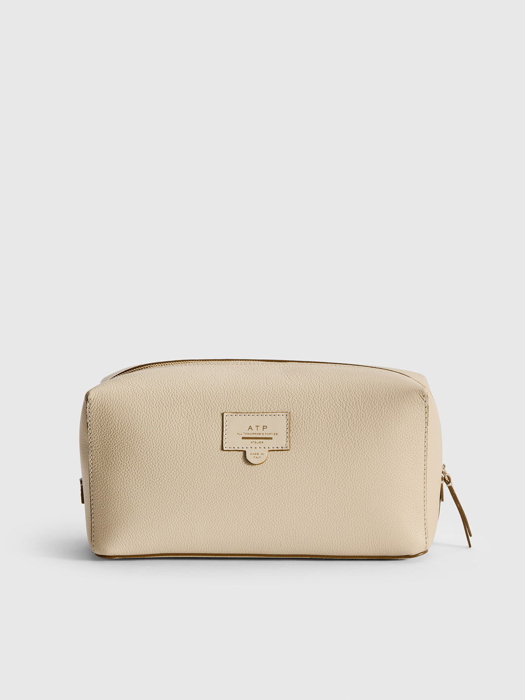Pomaia Mandorla Grained Leather Beauty Bag