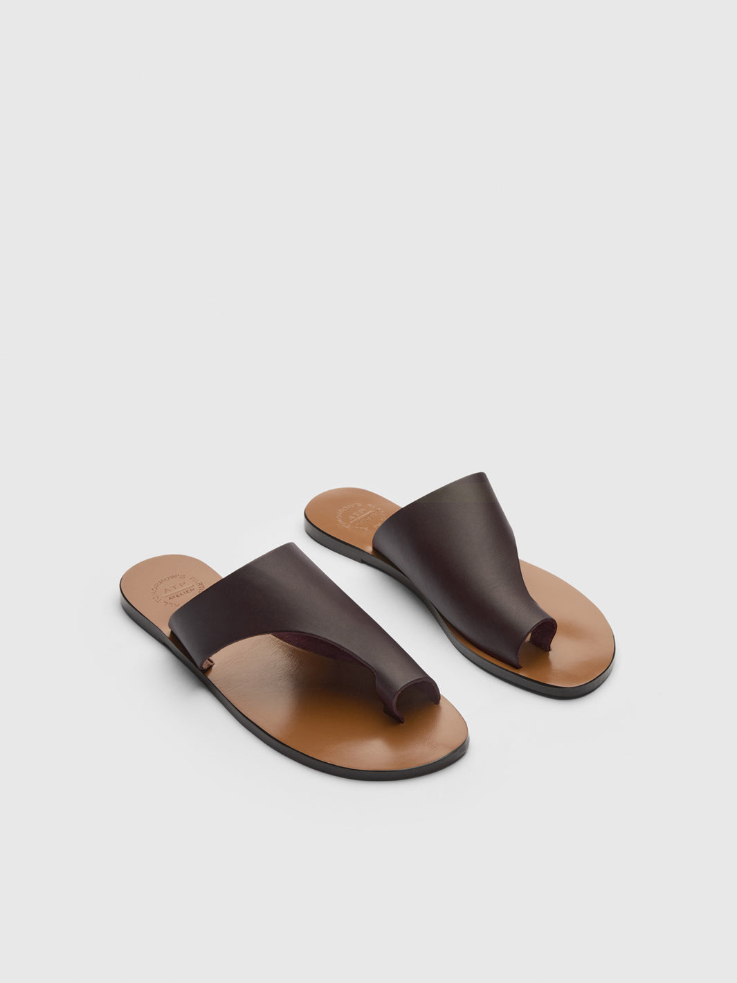 Rosa Walnut Leather Cutout sandals ATP Atelier