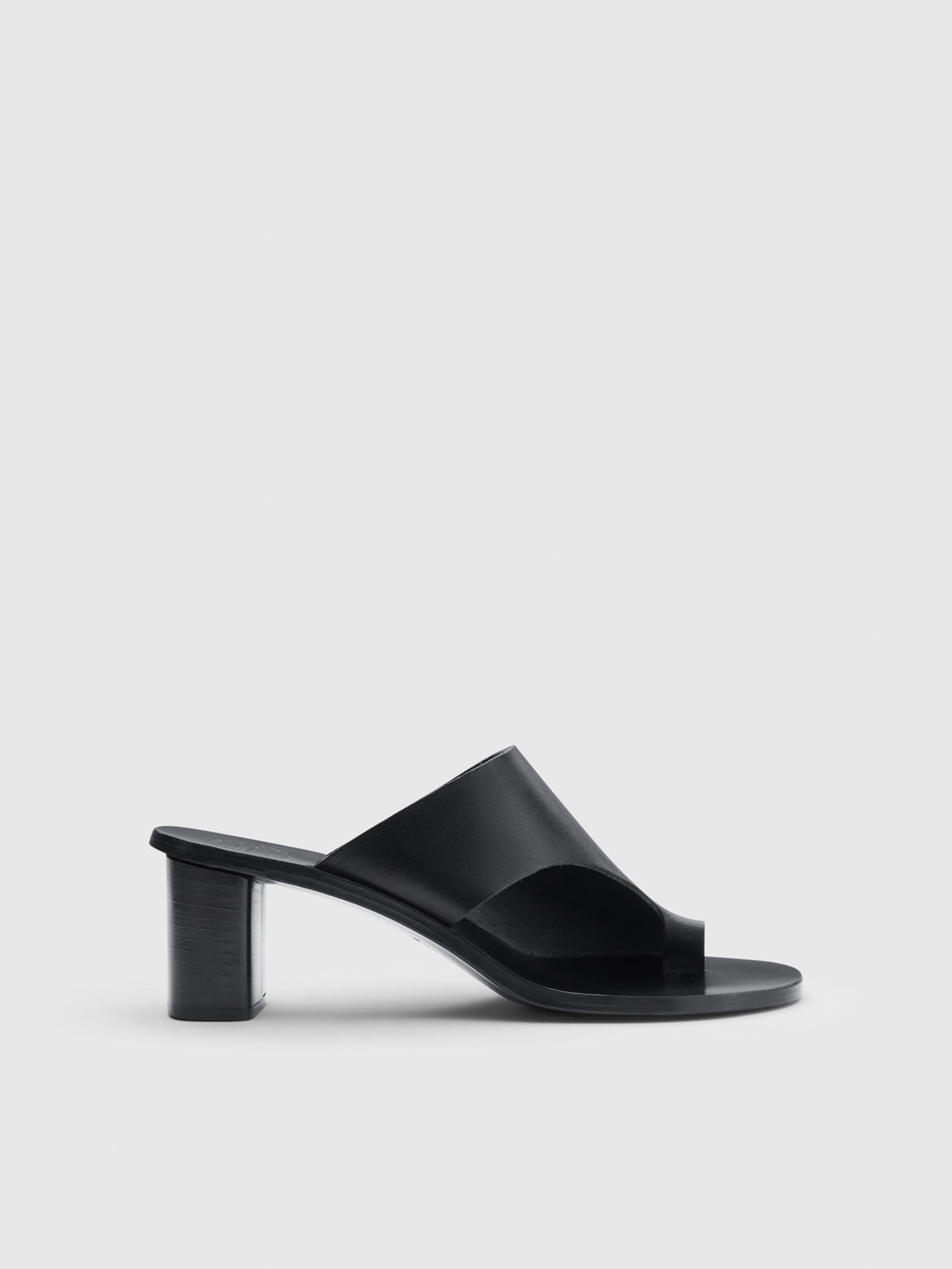 Rosate Black Leather Cutout heeled sandals