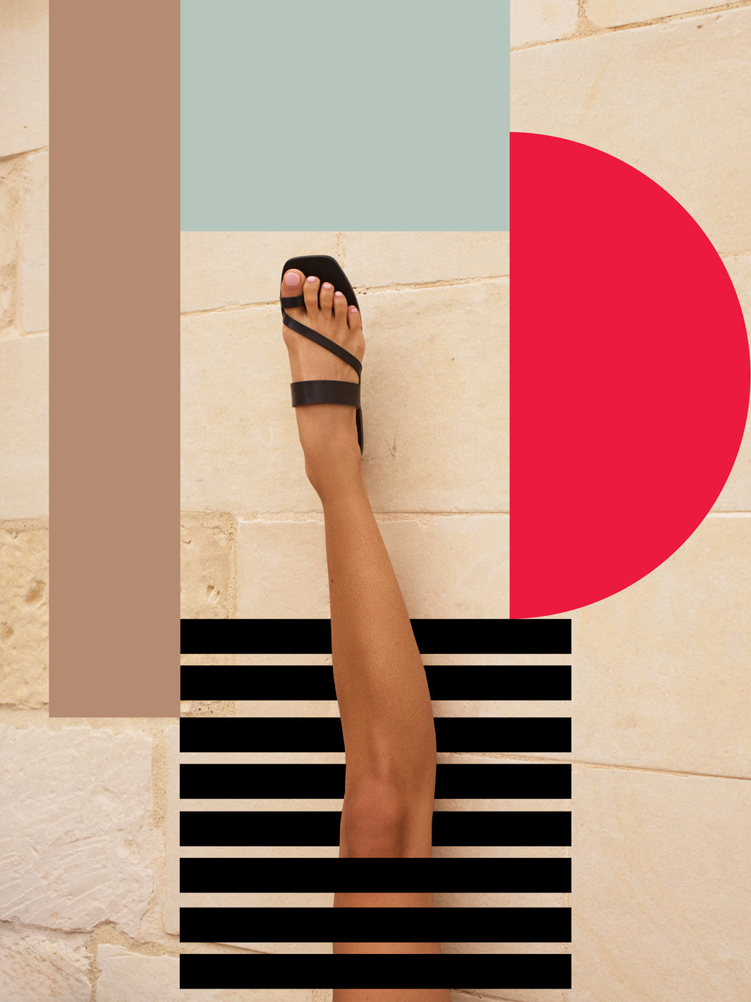 Saletto Black Leather Flat sandals