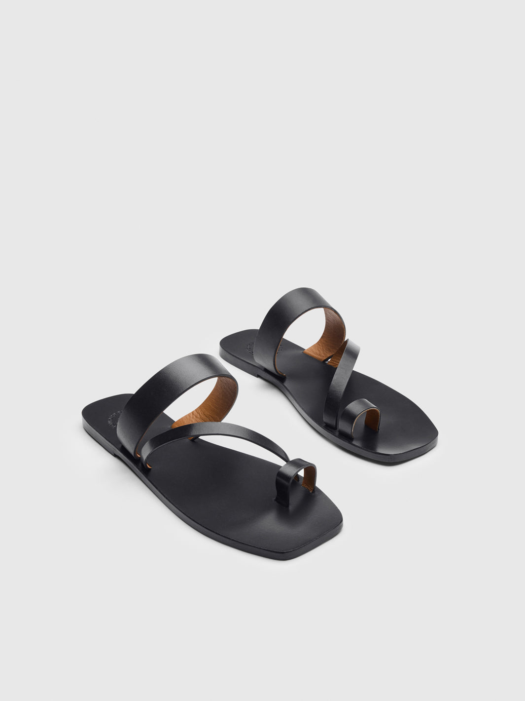 Saletto Black Leather Flat sandals