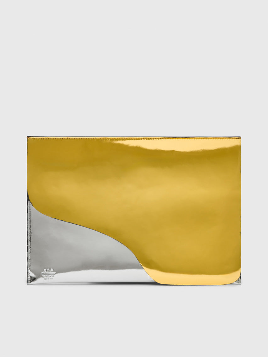 Sardegna Media Gold/Silver Metallic Leather Laptop case