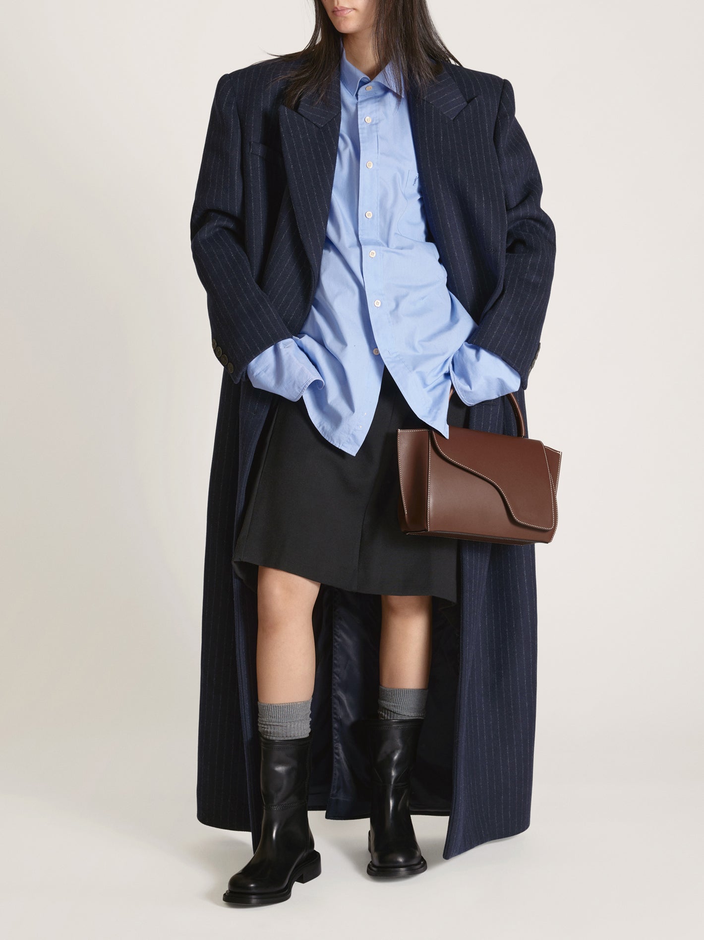 Arezzo Cannella/Contrast Stitch Leather Handbag