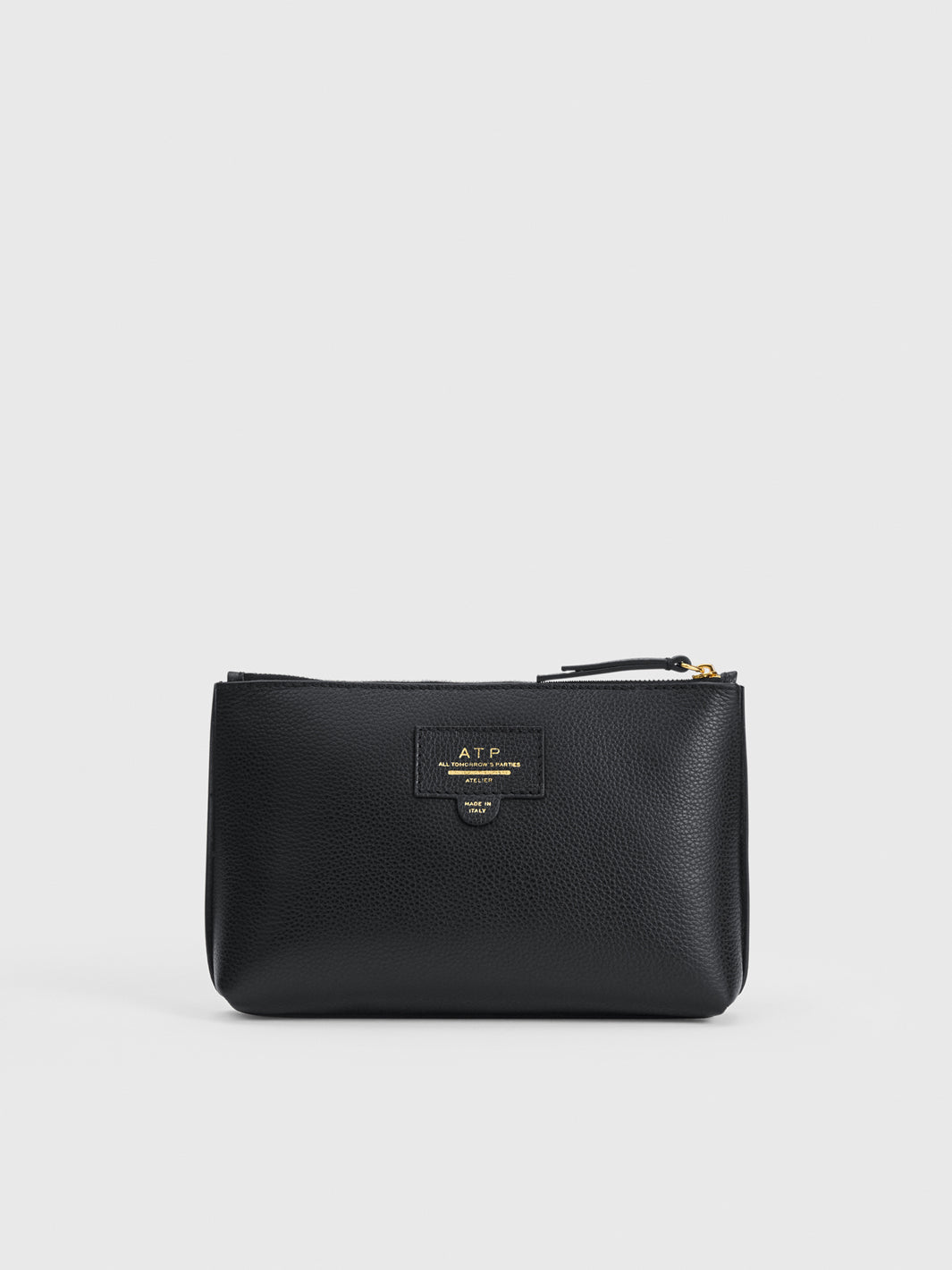 Solaio Black Grained Leather Beauty Bag
