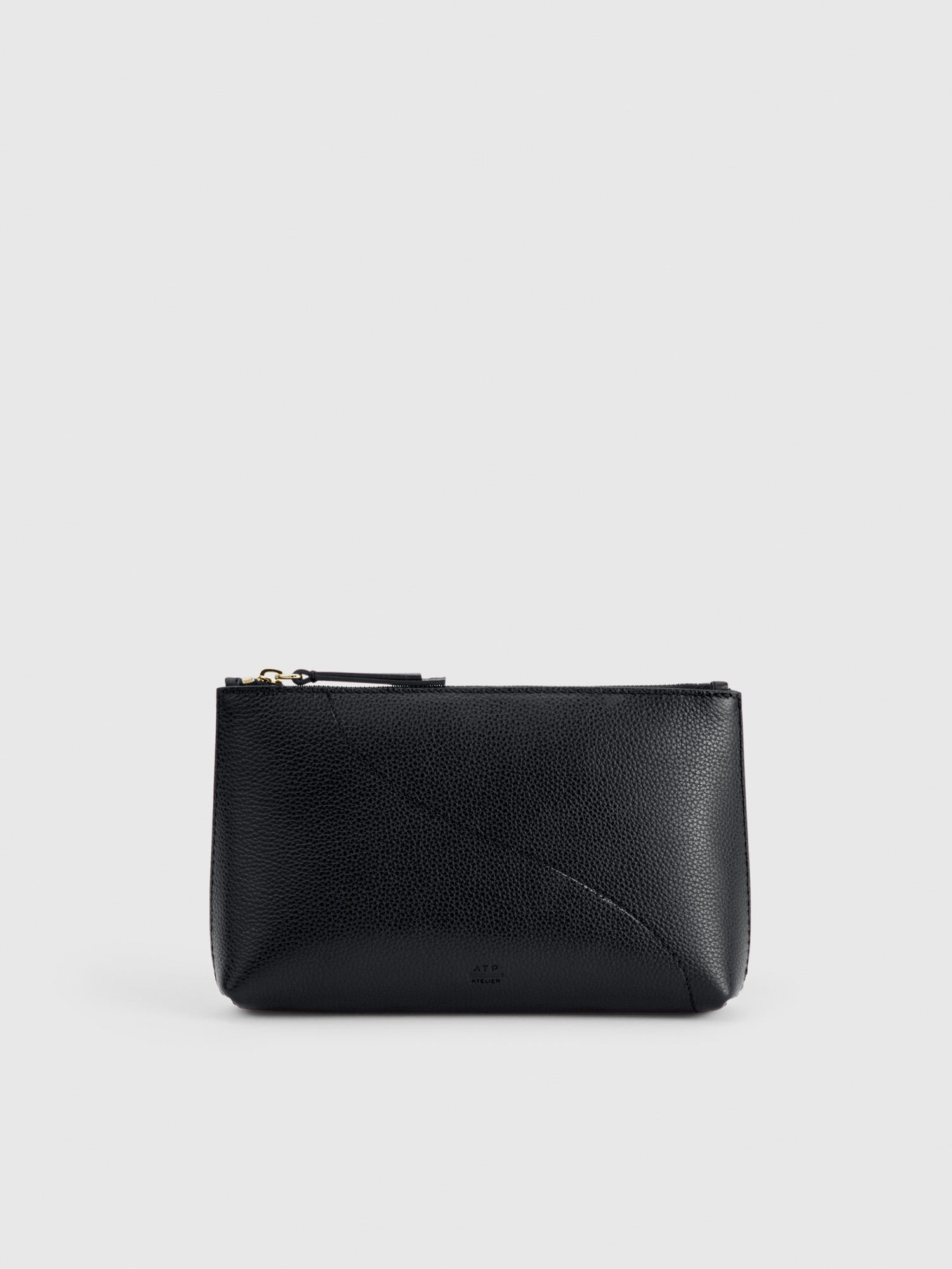 Solaio Black Grained Leather Beauty Bag