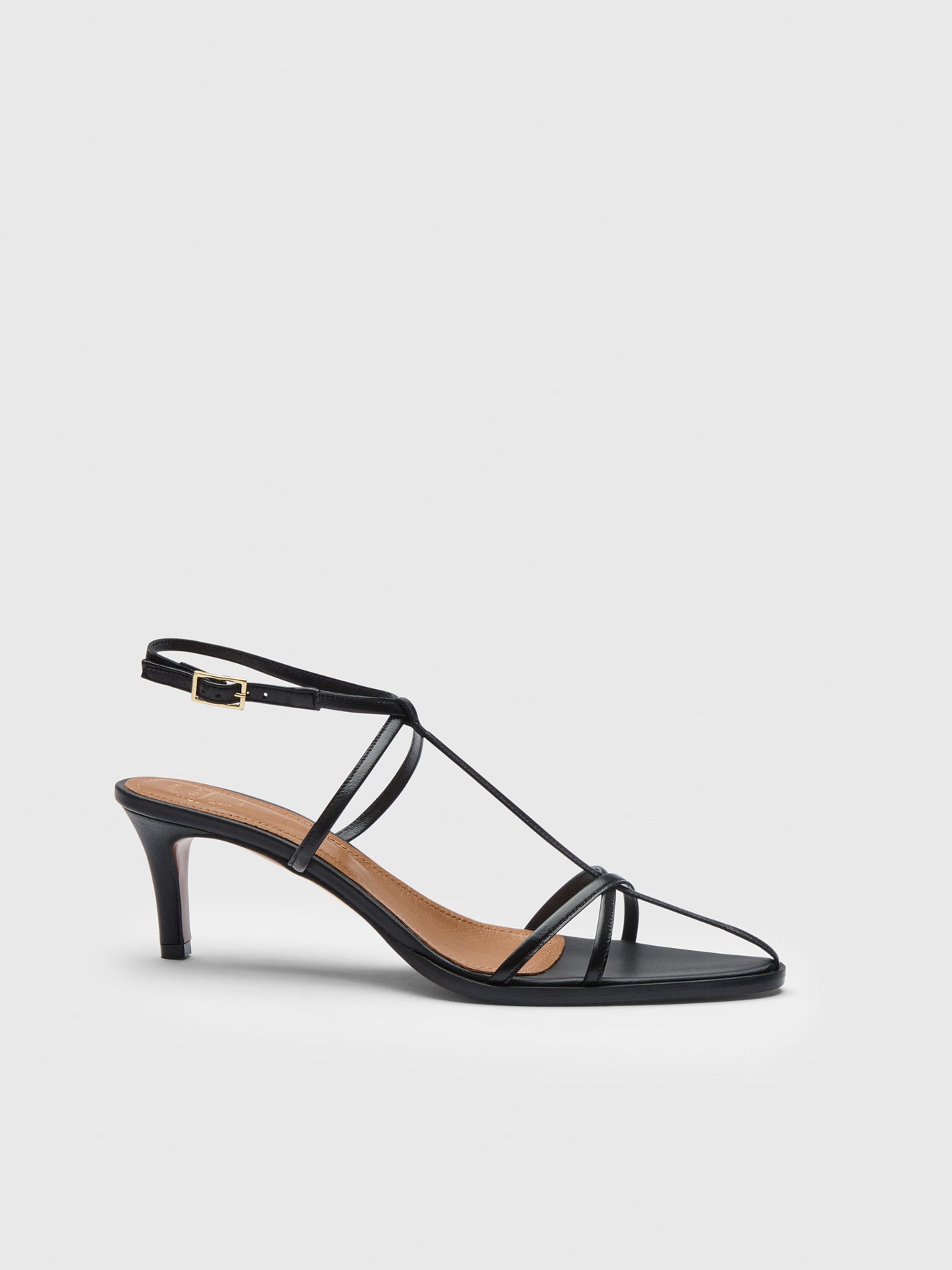 Torno Black Nappa Strappy heeled sandals