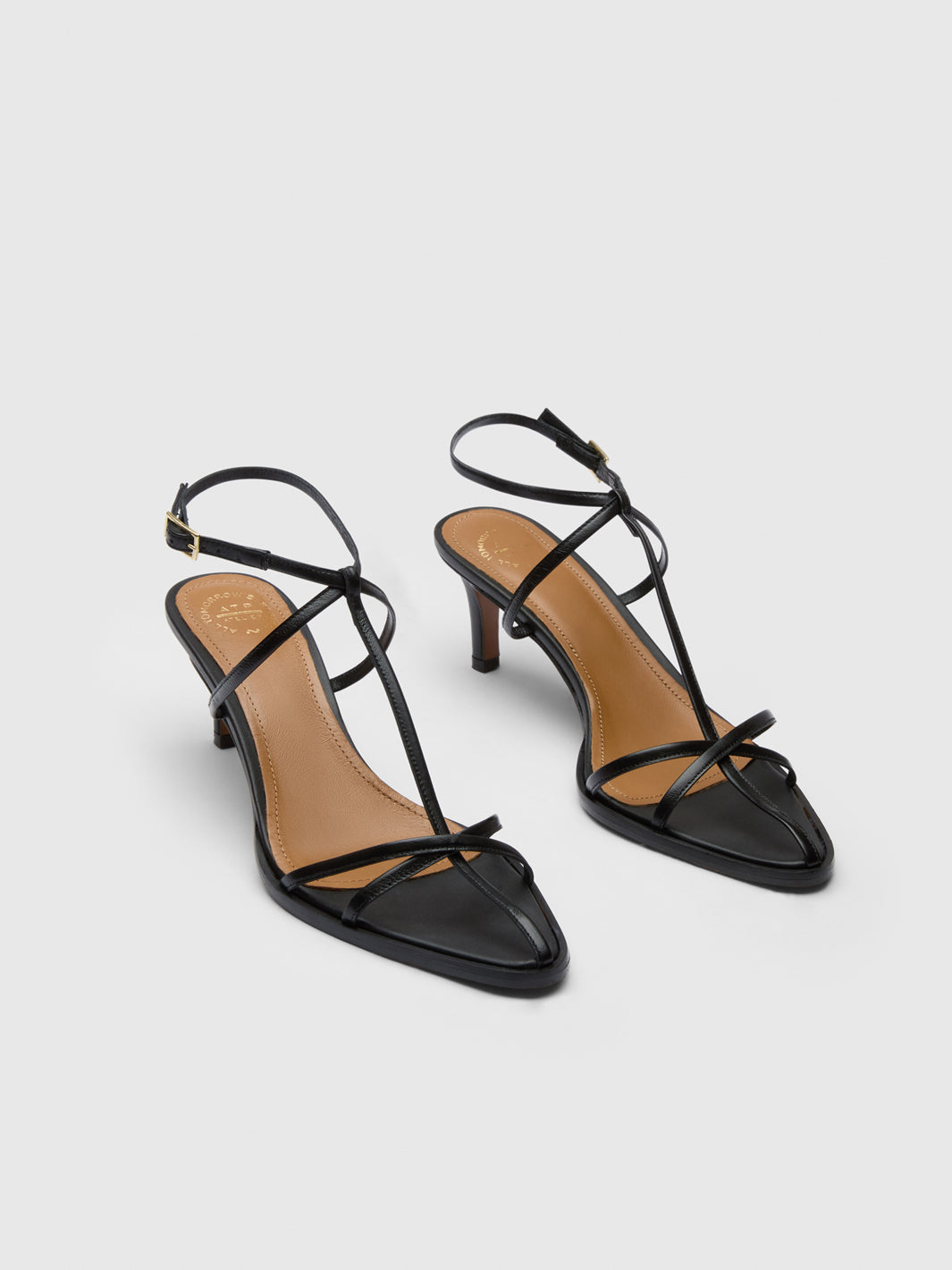 Torno Black Nappa Strappy heeled sandals