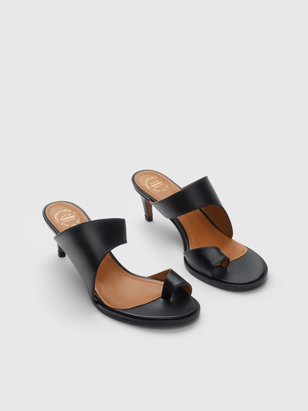 Trivento Black Nappa Cutout heeled sandals
