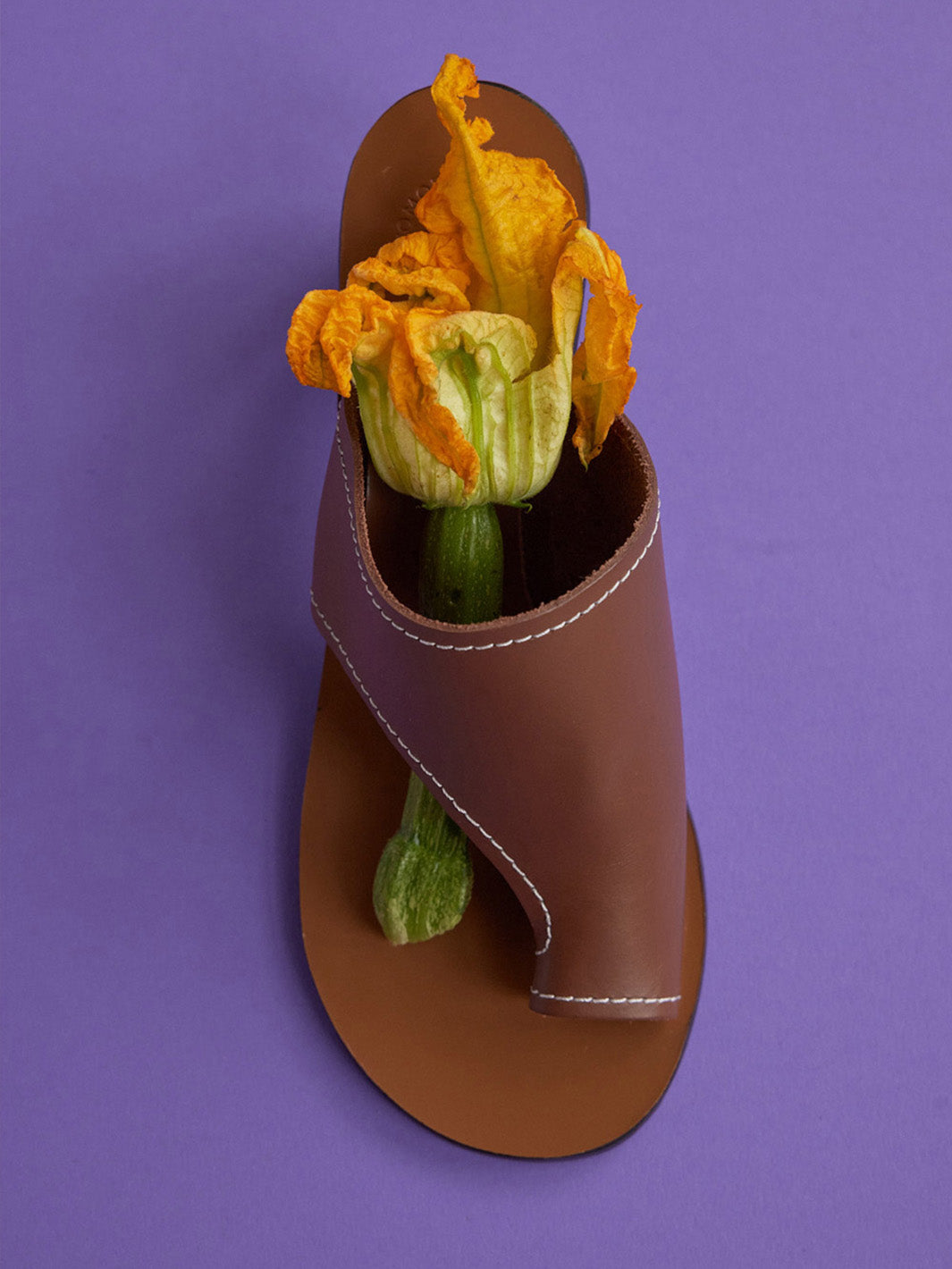 Rosate Cannella/Contrast Stitch Leather Cutout heeled sandals