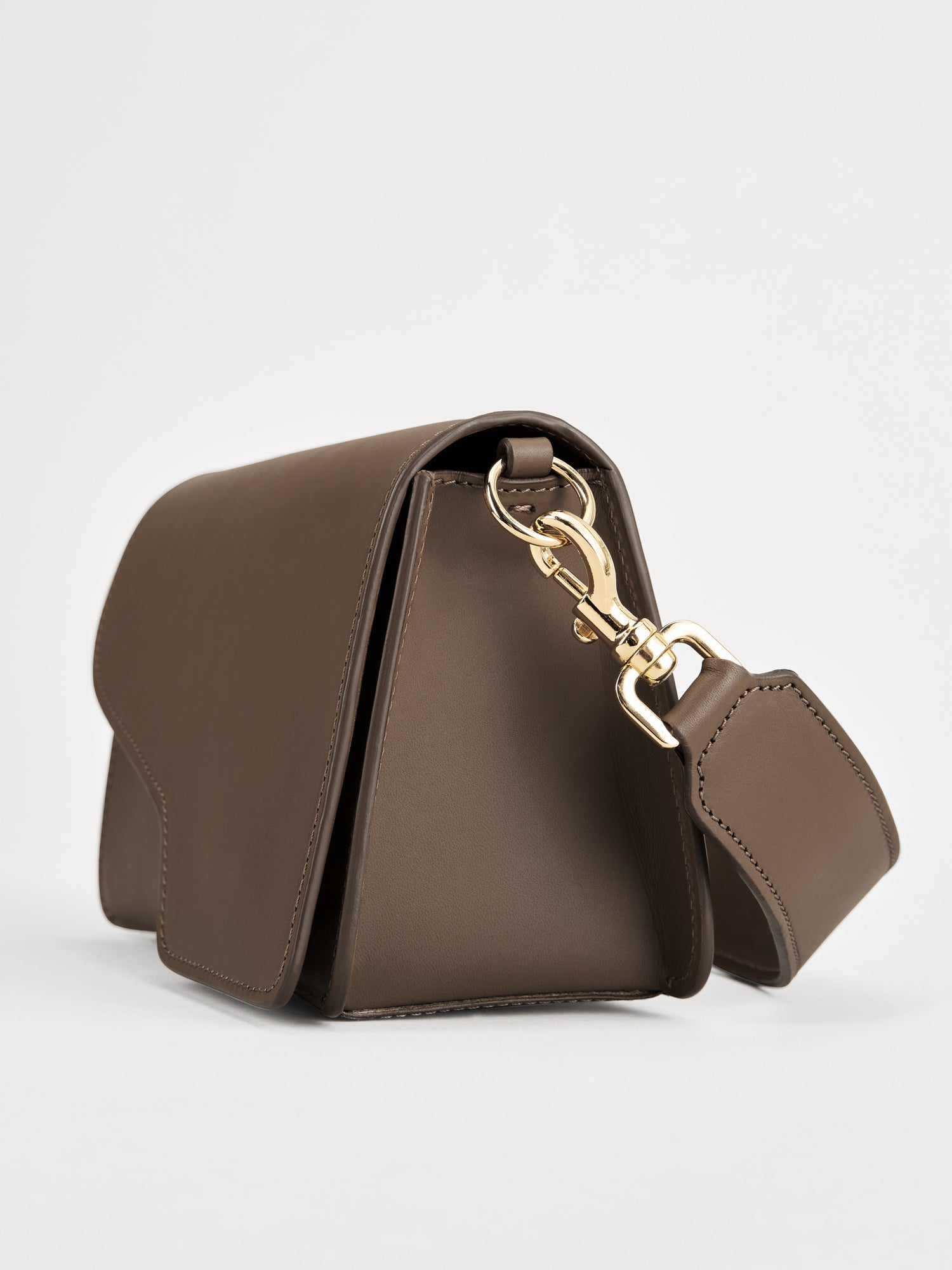 Assisi Khaki Brown Leather Shoulder Bag