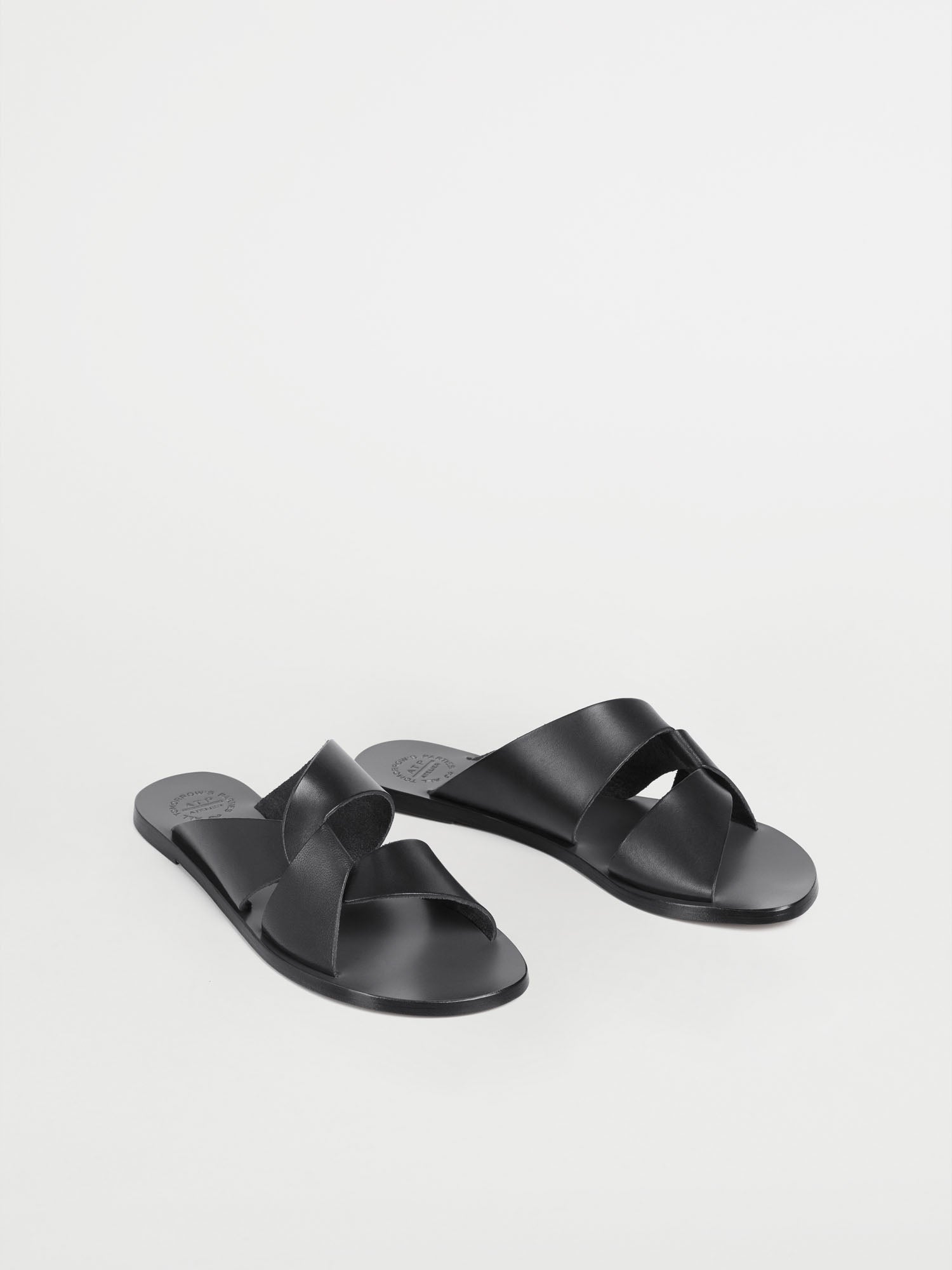 Allai Black Leather Flat sandals