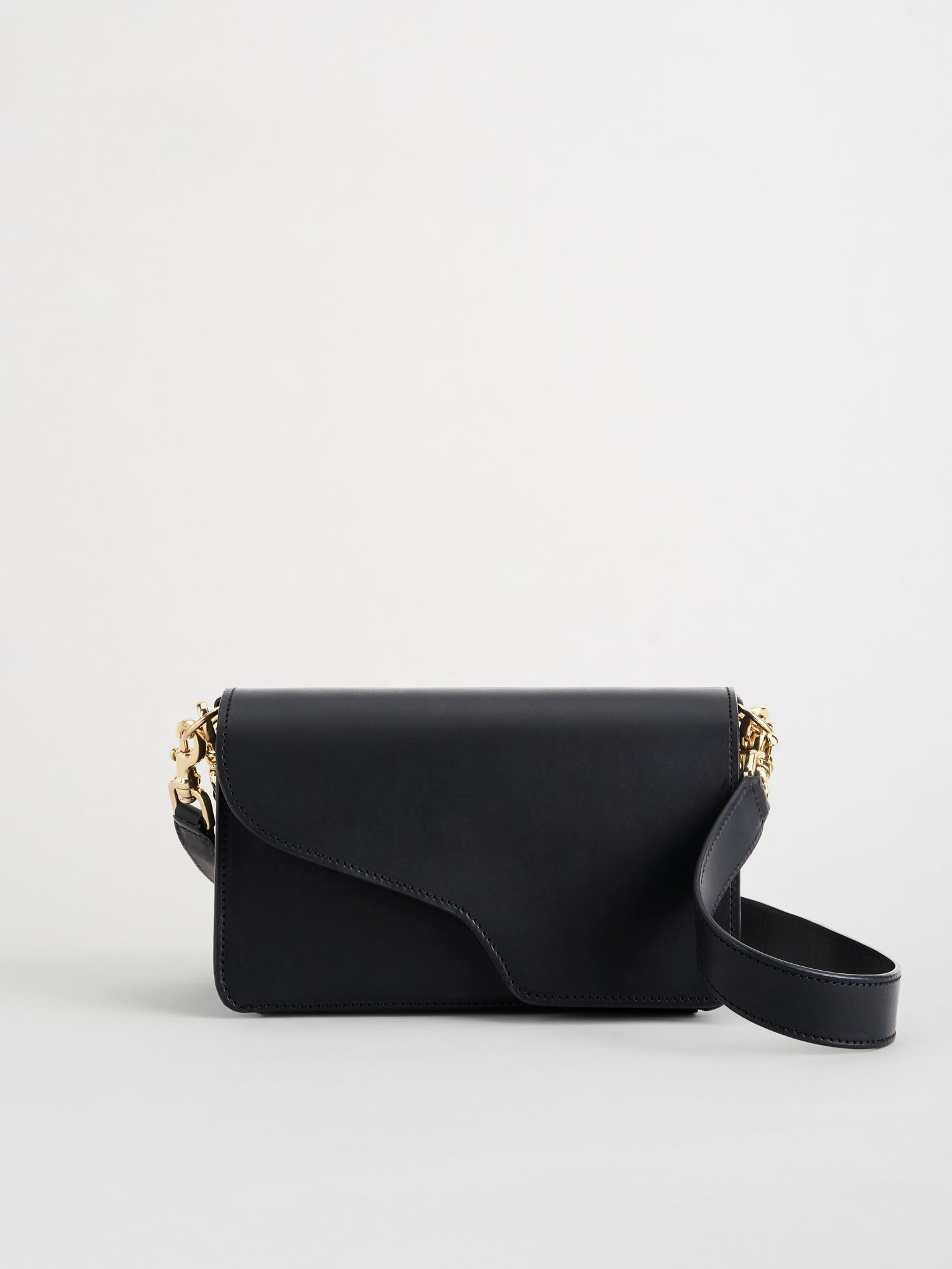 Black leather baguette shoulder bag Clearance