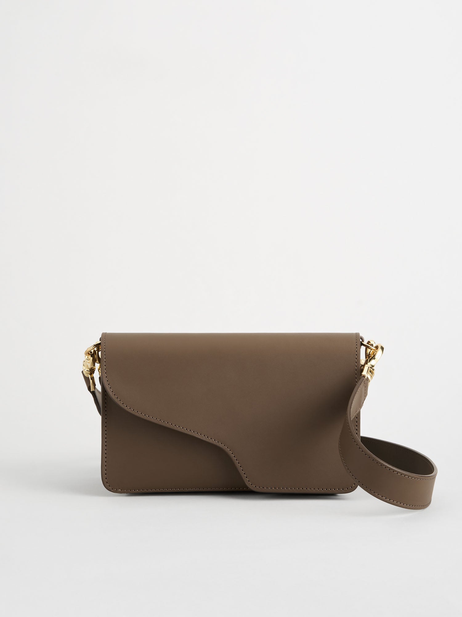 Assisi Khaki Brown Leather Shoulder Bag