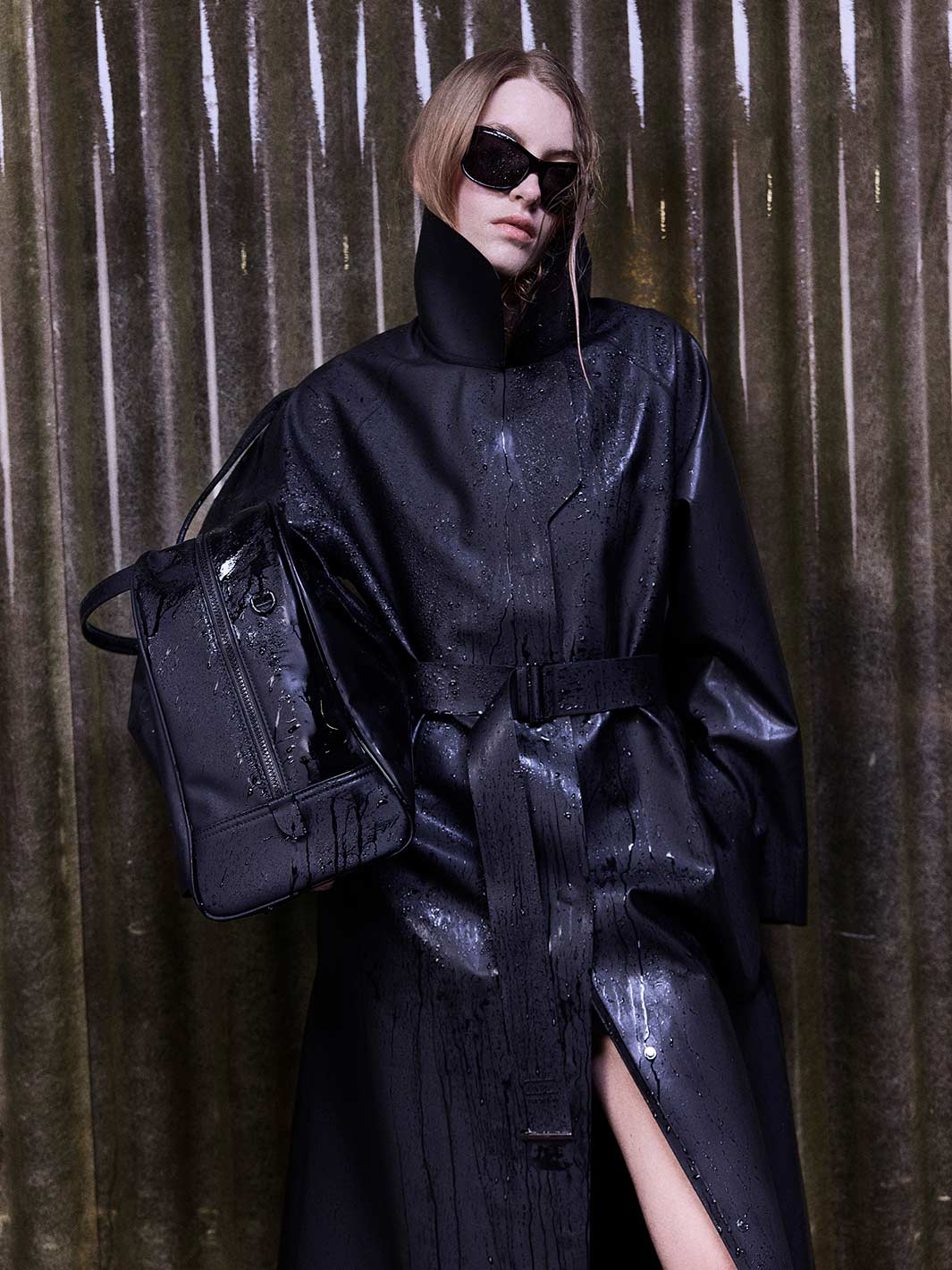 Luino Black Polyurethane Coat