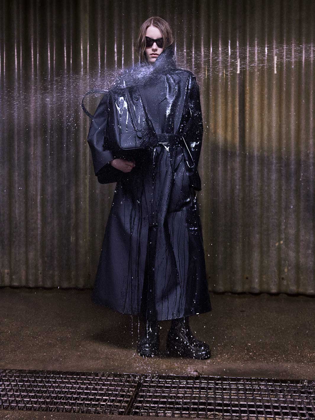 Luino Black Polyurethane Coat