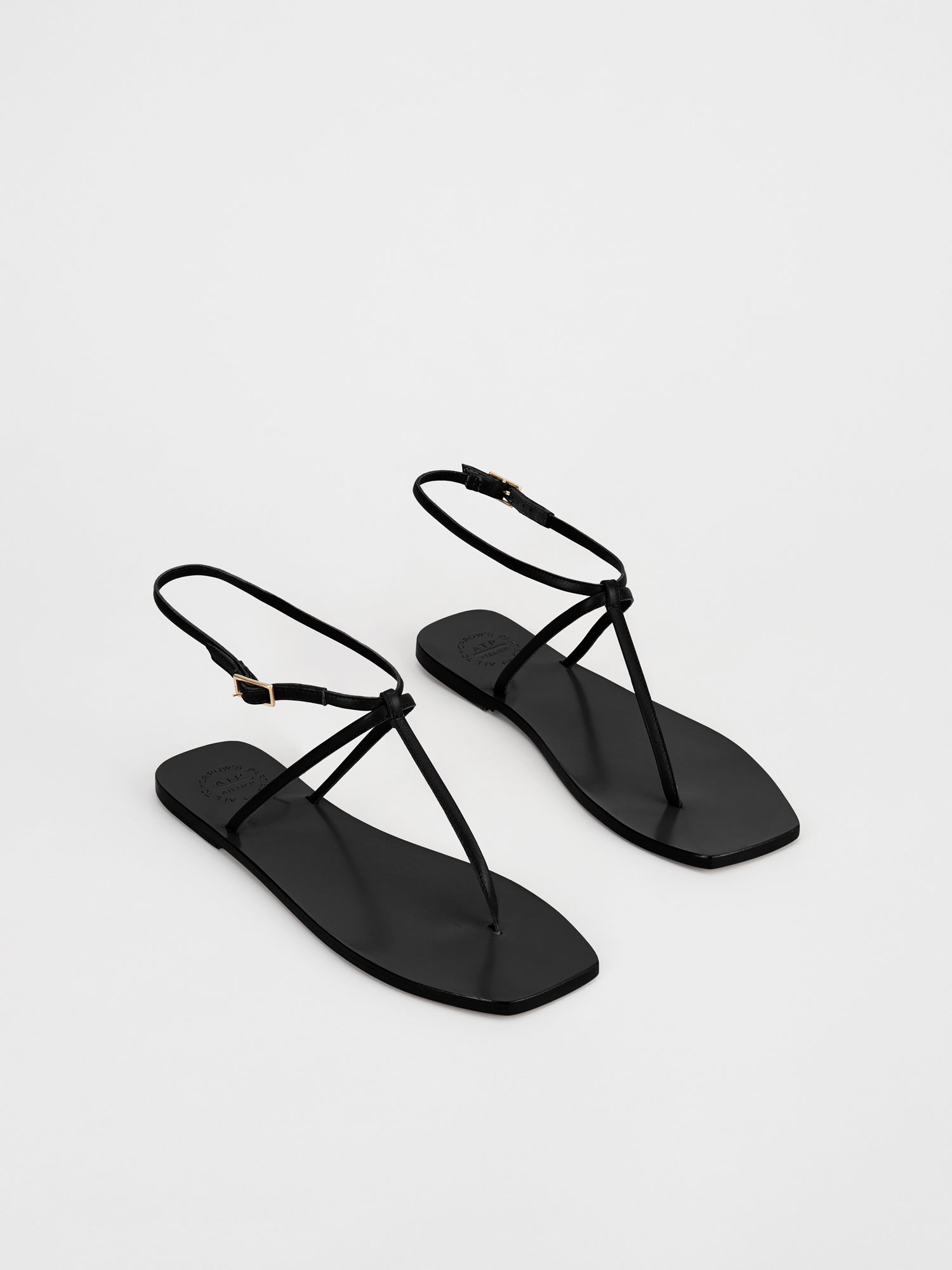 Alassio Black Nappa Flat sandals