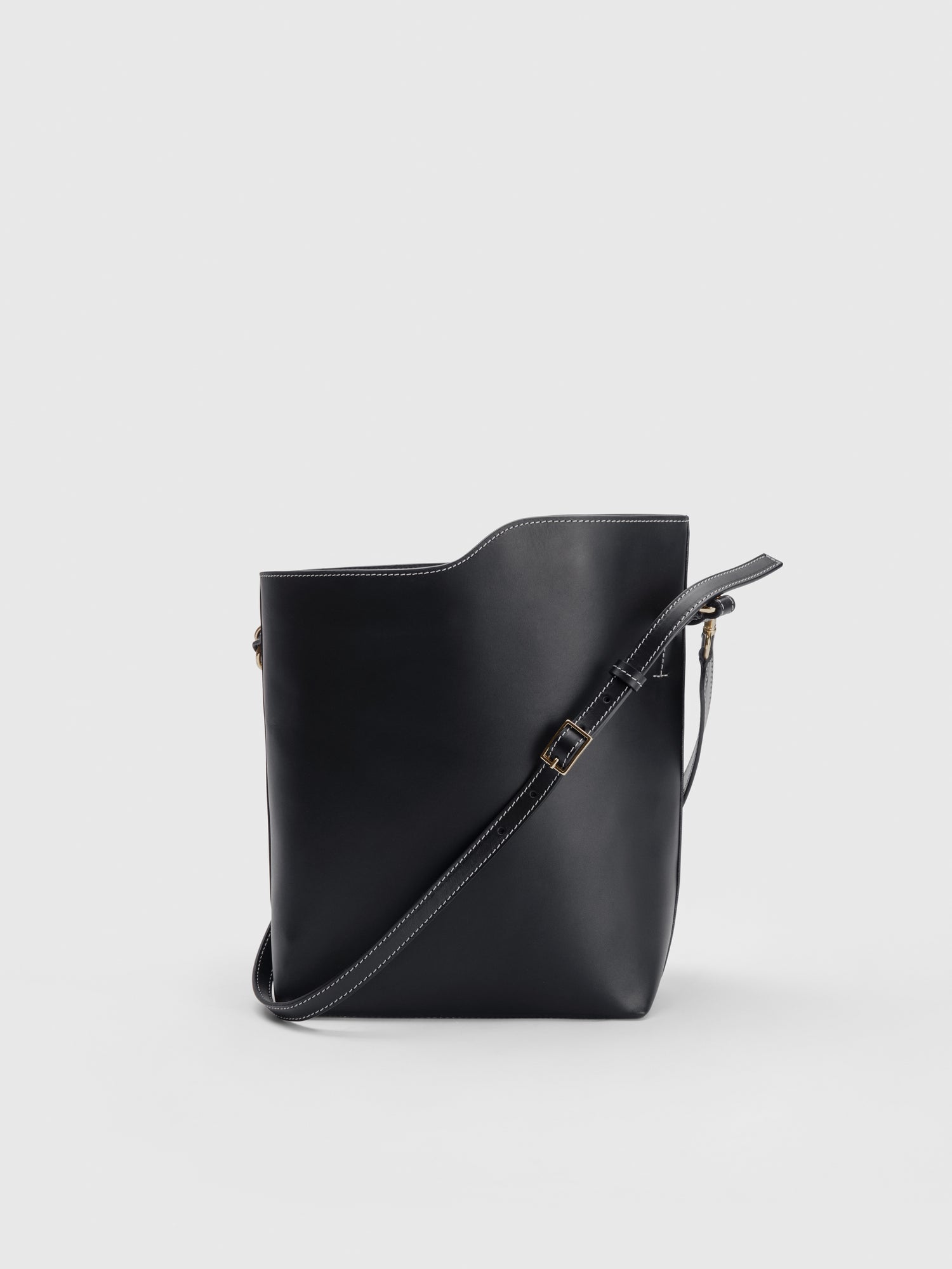 Scafati Black/Contrast Stitch Leather Tote bag