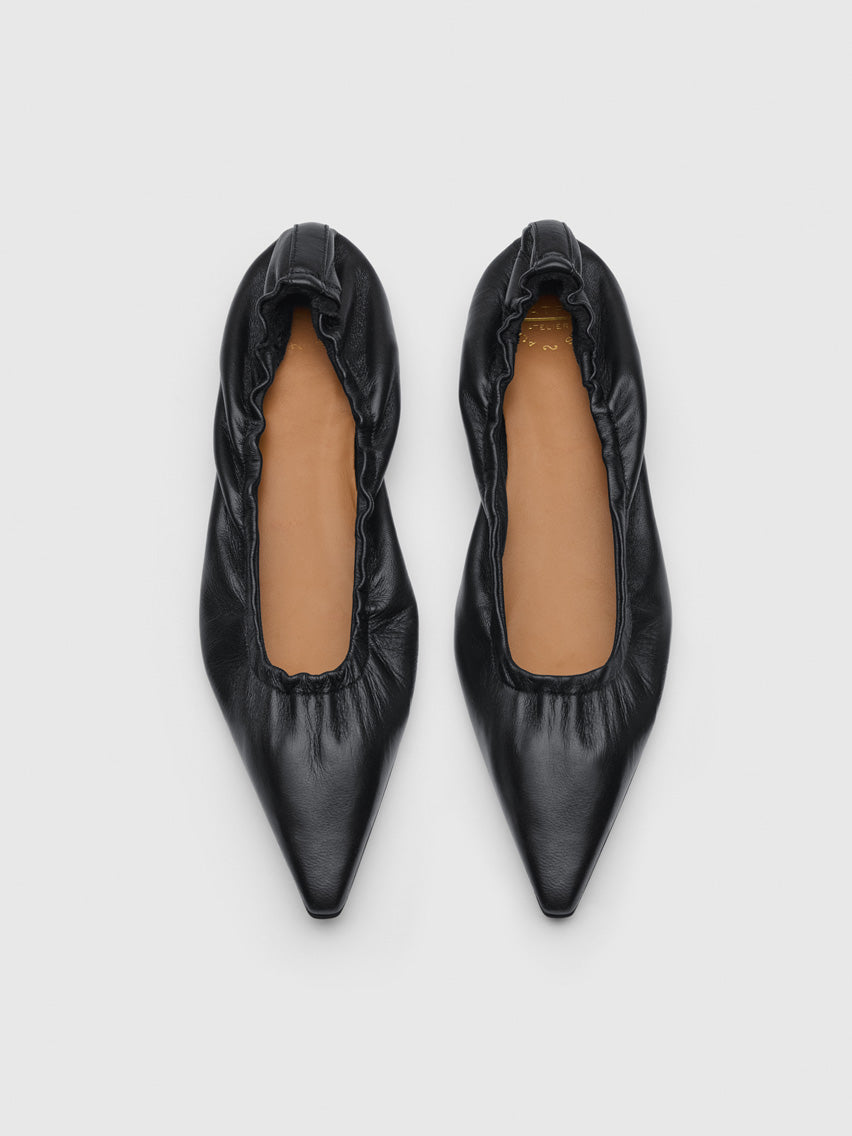 Aprica Black Shiny Nappa Ballet flats | ATP Atelier | Official Site