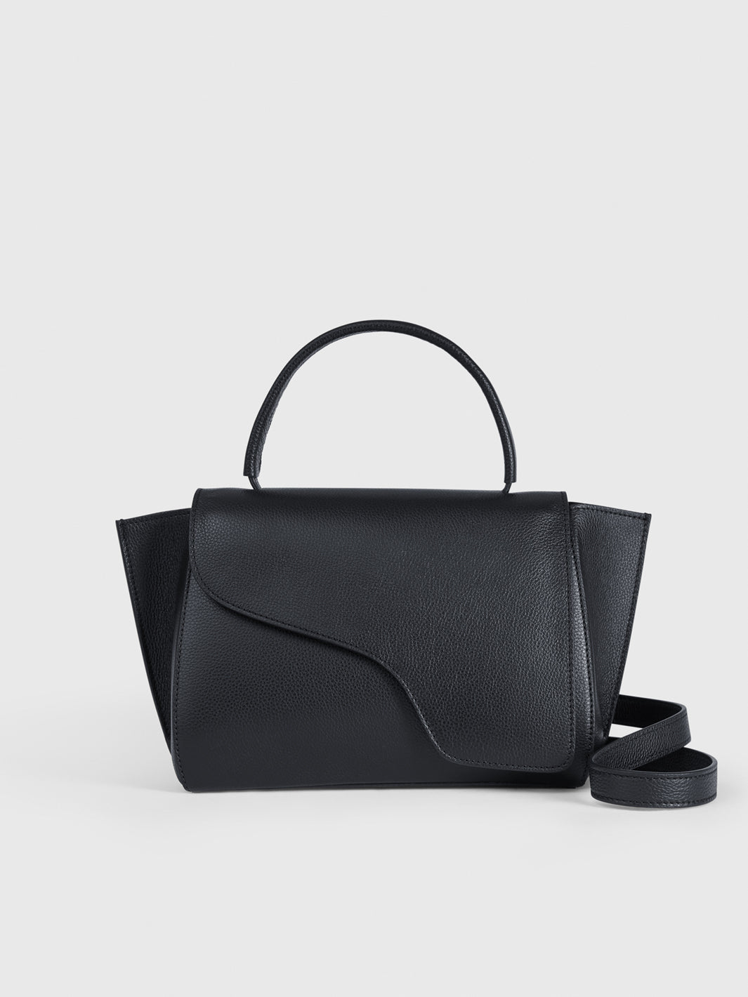 Arezzo Black Grained Leather Handbag by ATP Atelier