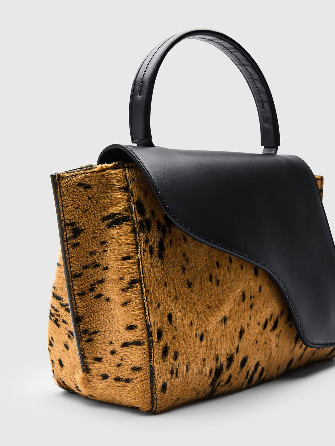 Arezzo Black/Cannella Printed Mini Cow/Leather Handbag | ATP