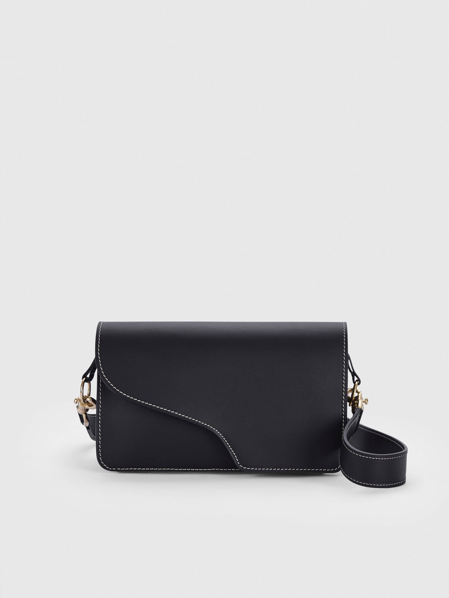 Assisi Black/Contrast Stitch Leather Shoulder Bag – ATP Atelier