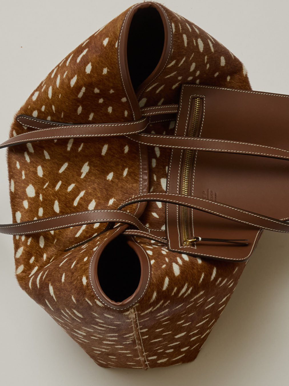 Eraclea Cannella Printed Cerbiatto/Leather Large tote bag