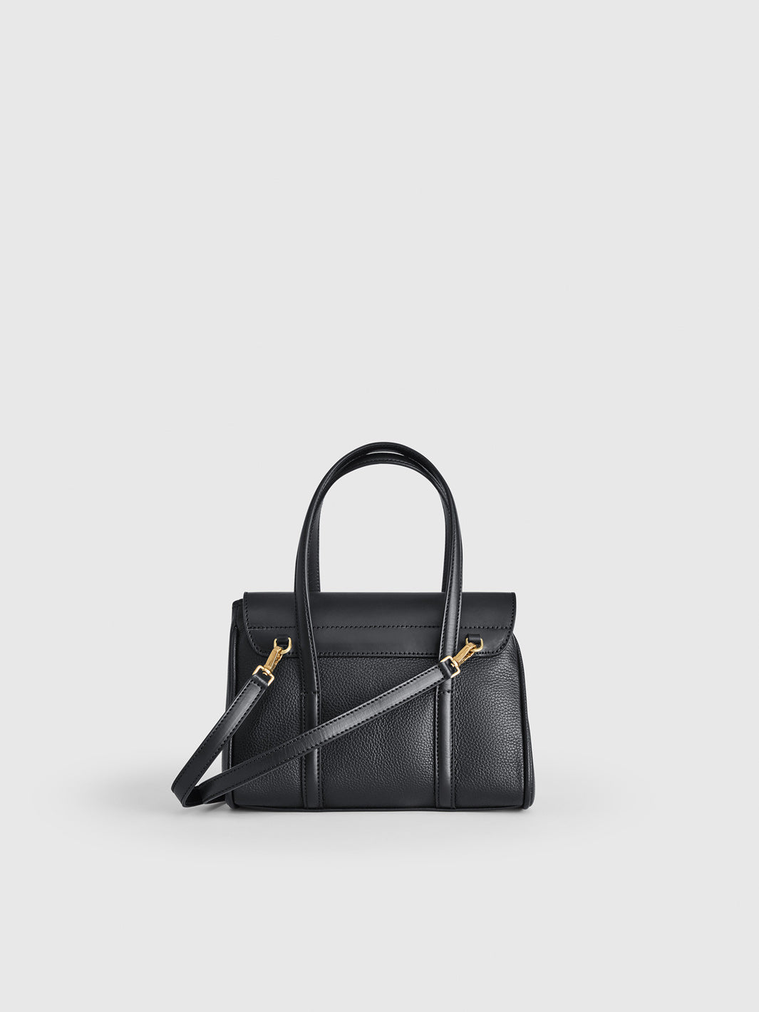 Carloforte Black Grained Leather/Leather Top handle bag
