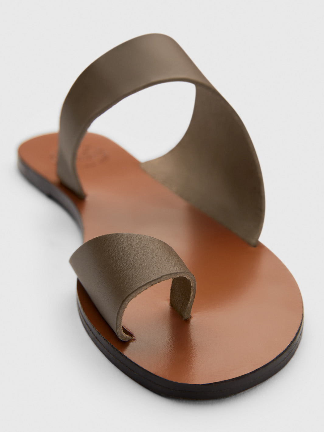Centola Khaki Brown Leather Cutout sandals
