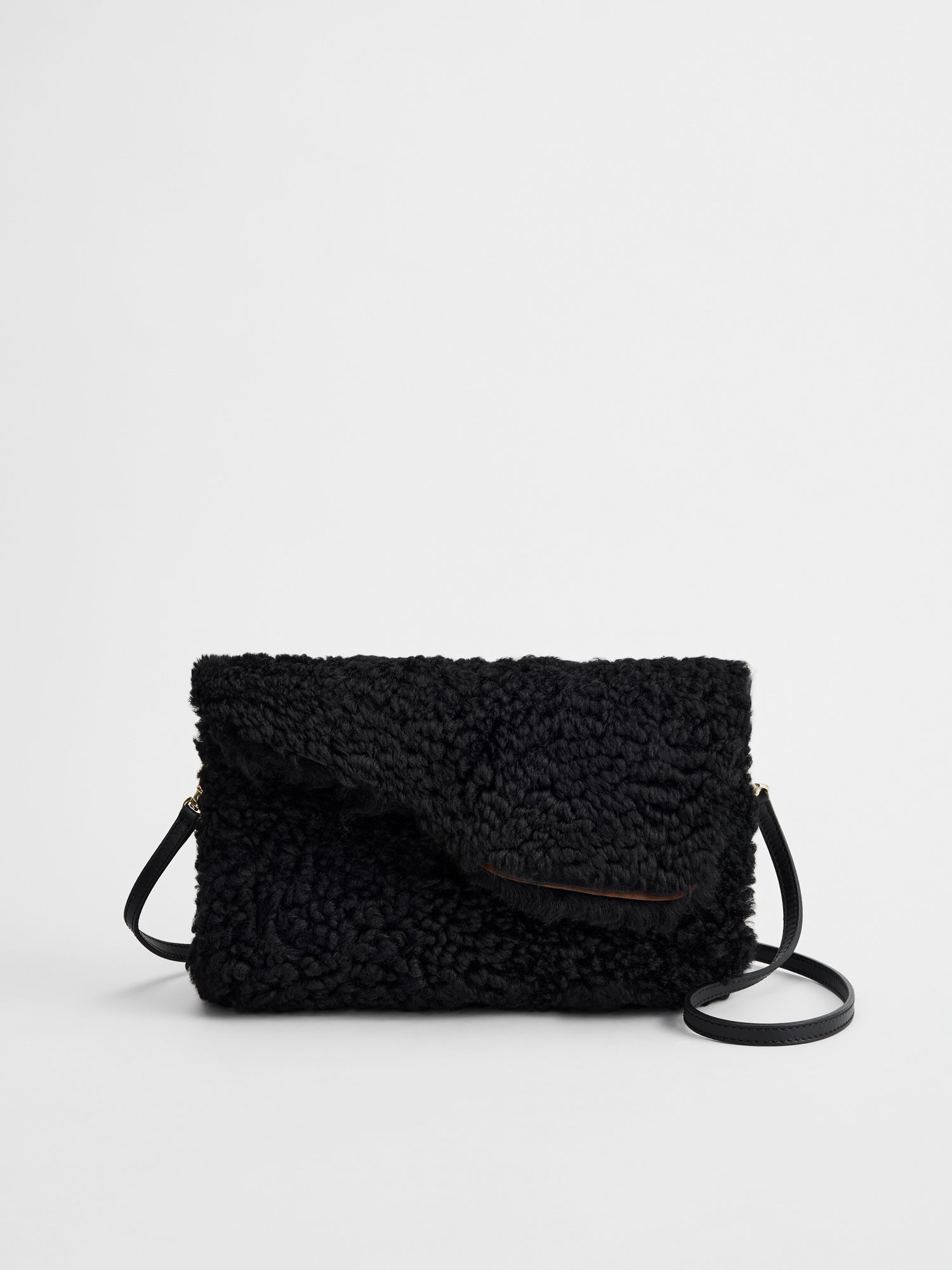 Corinaldo Black Shearling Pouch Bag – ATP Atelier