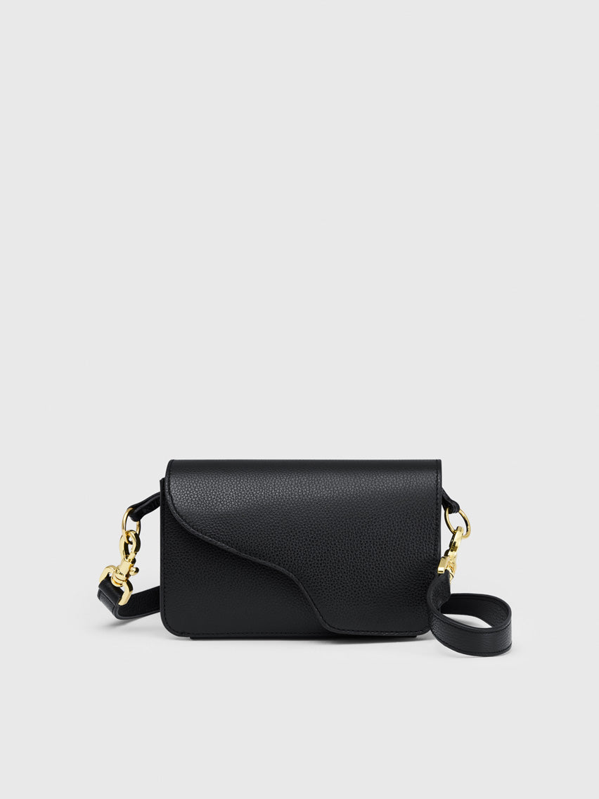 Corsina Black Grained Leather Shoulder bag