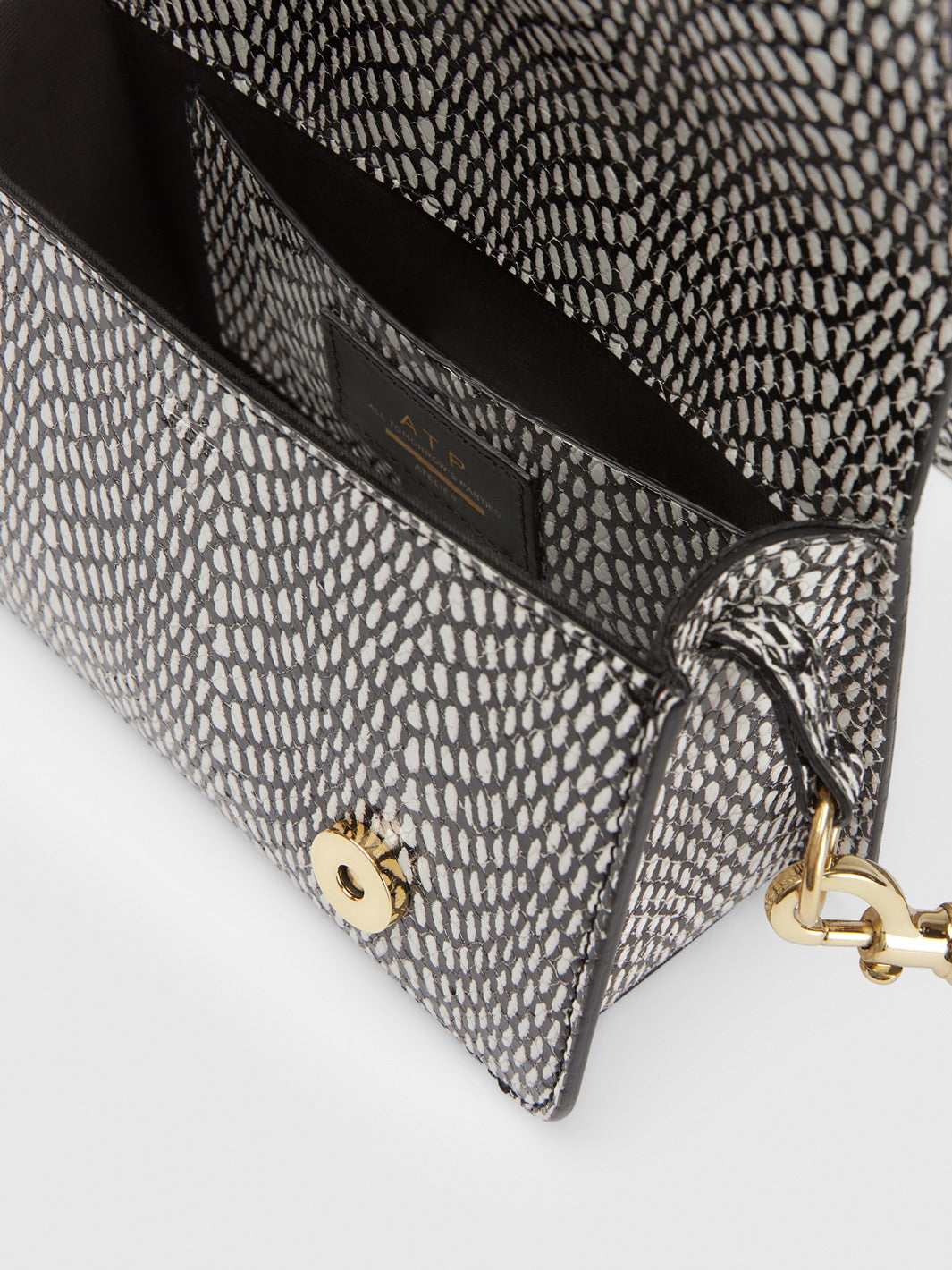 Corsina Black/Linen Printed Graphic Snake Nappa Shoulder bag