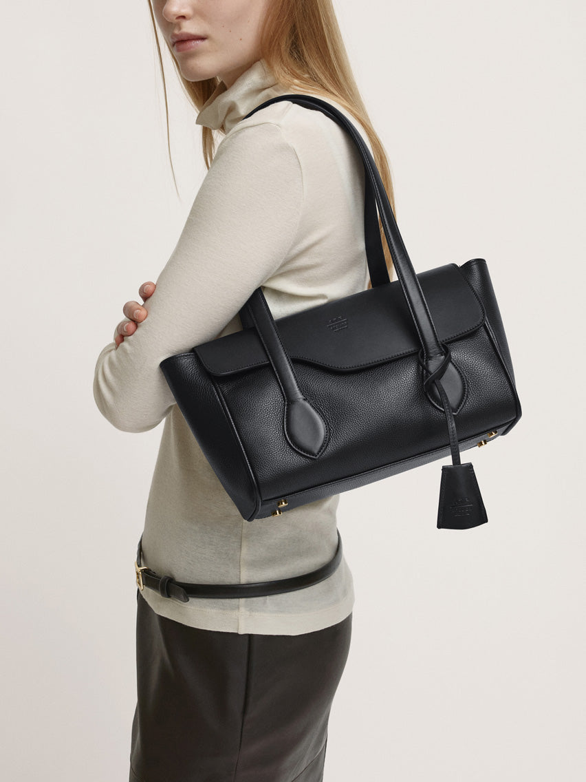 Liveri Black Suede/Leather Small hobo bag | ATP Atelier
