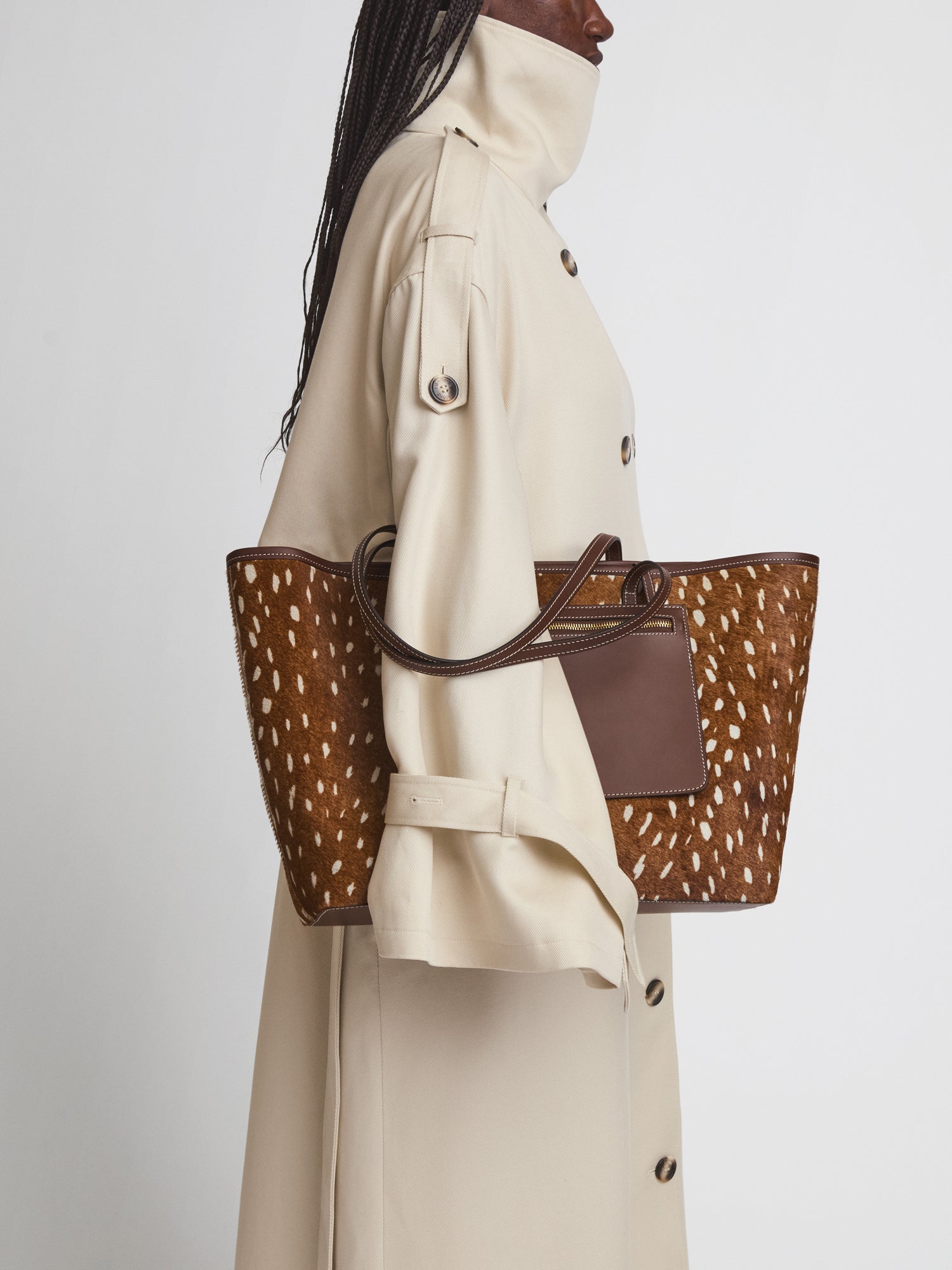 Eraclea Cannella Printed Cerbiatto/Leather Large tote bag