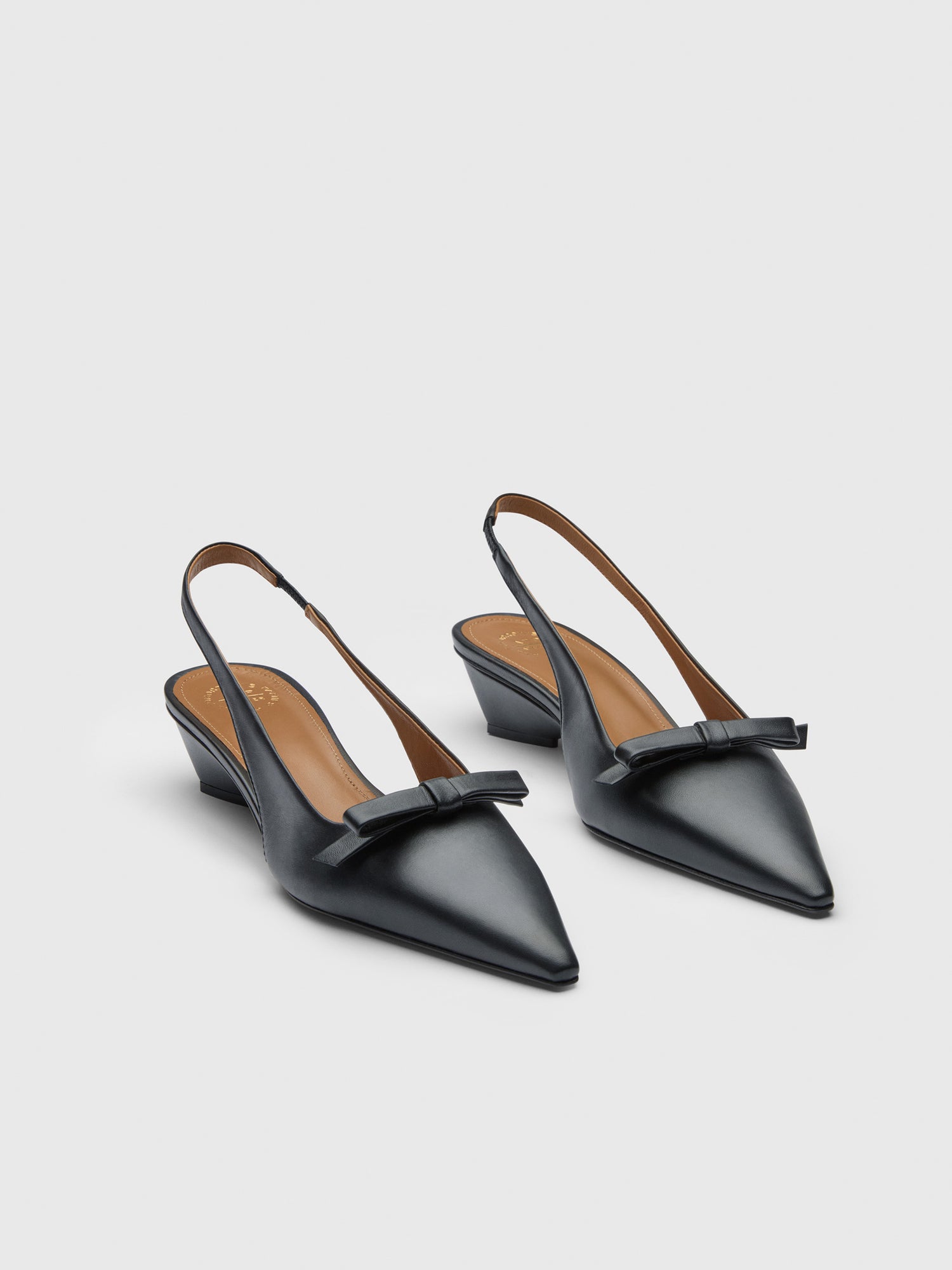 Fumane Black Nappa Slingbacks