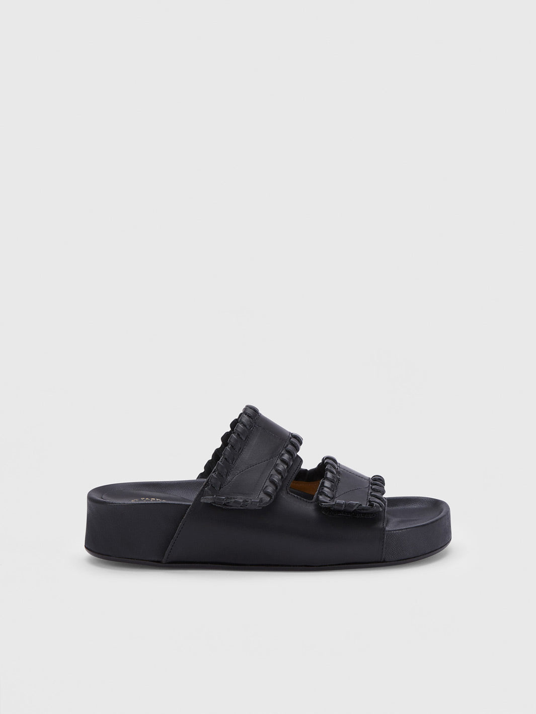 Furlo Stitch Black Leather Comfy sandals