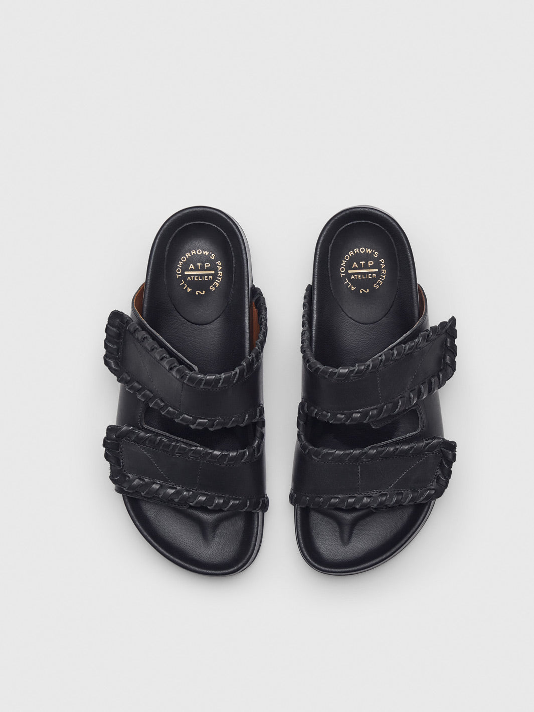 Furlo Stitch Black Leather Comfy sandals
