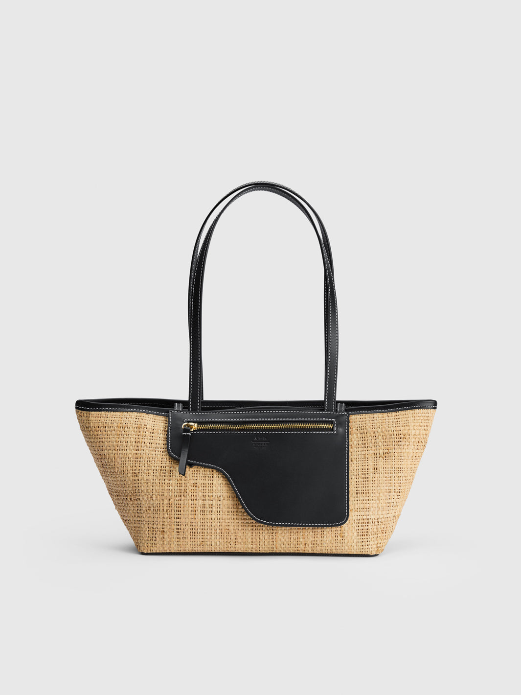 Gaiba Natural Black Raffia Leather Mini tote bag