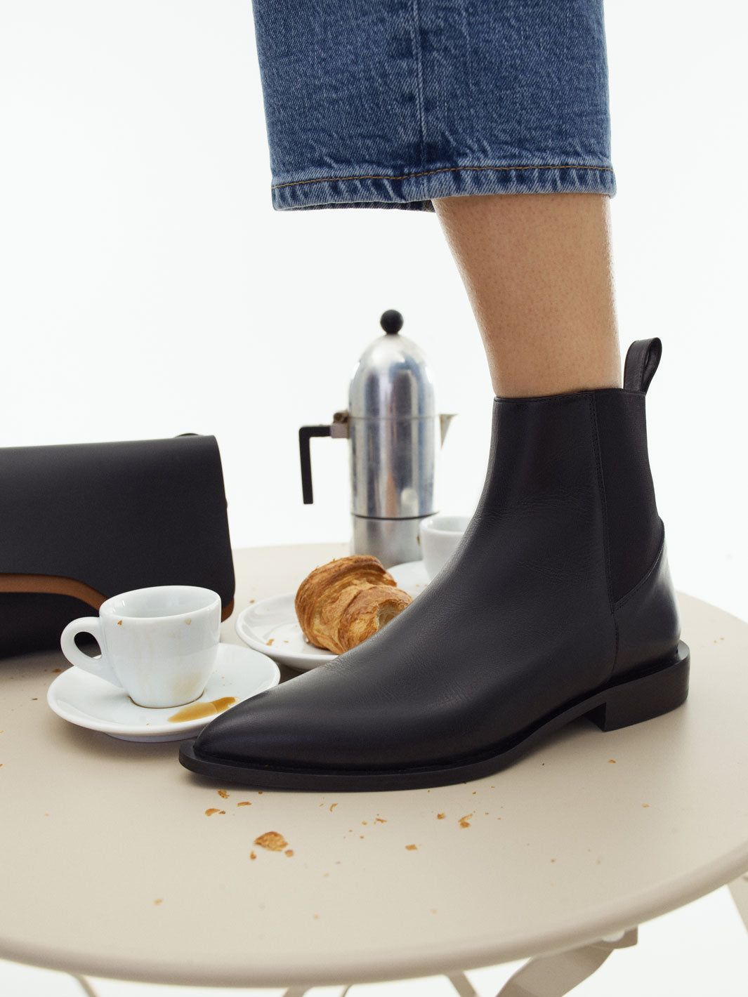 Lauro Black Leather Ankle boots