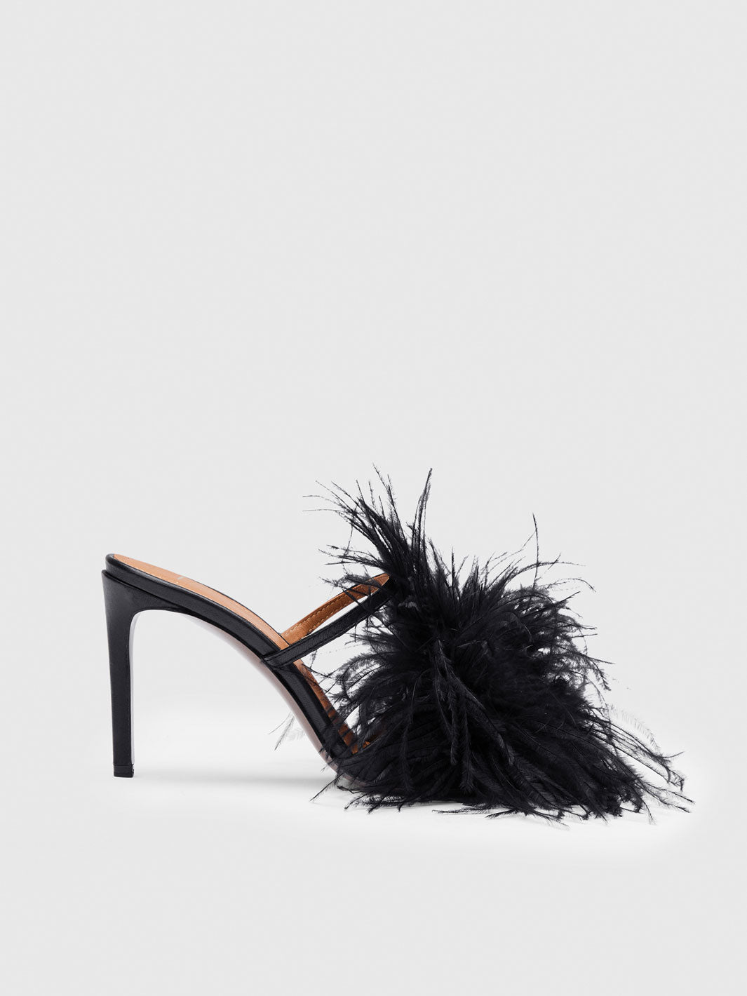 Laviano Black Nappa/Feathers Heeled sandals