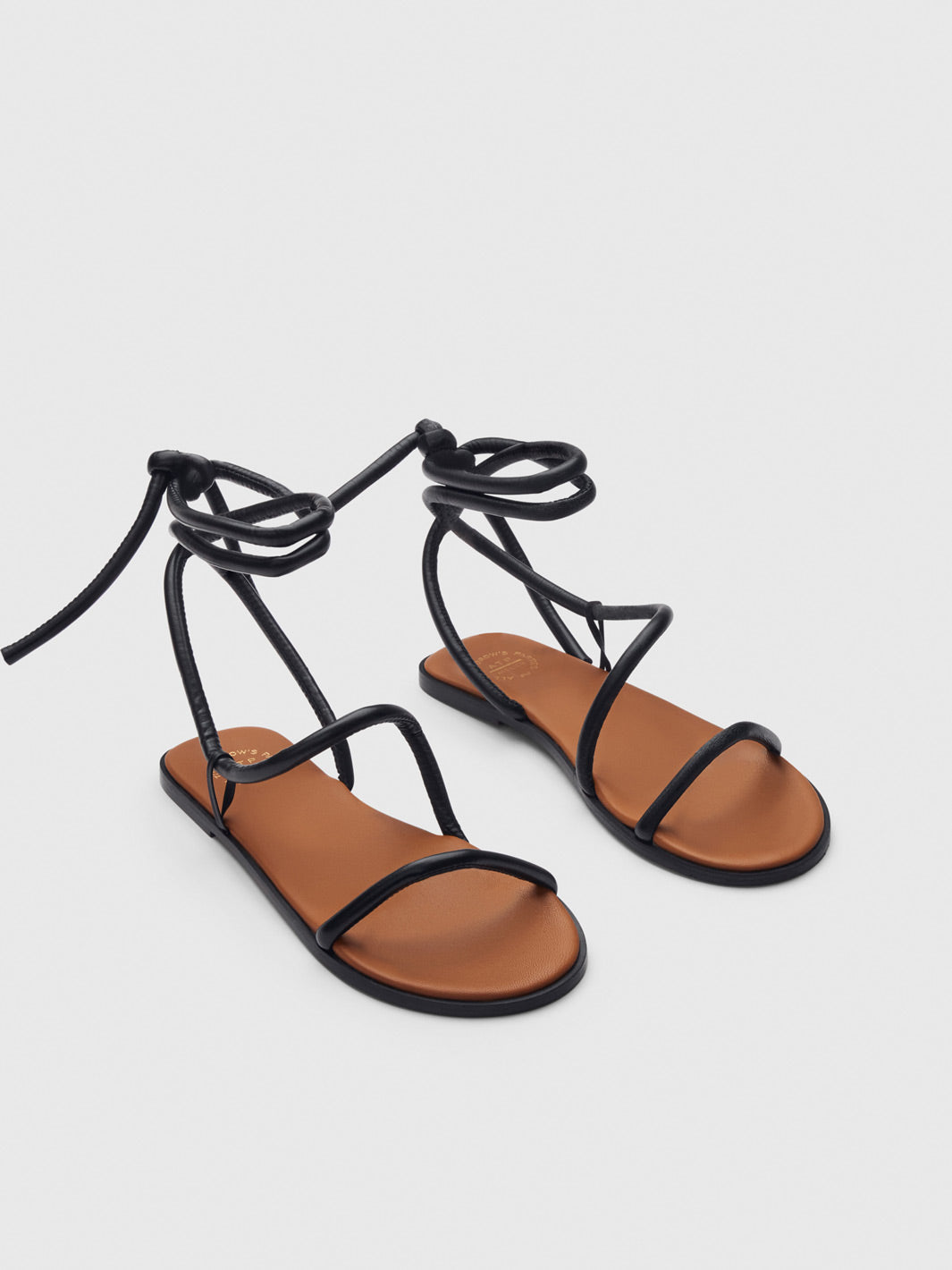 Lentella Black Nappa Strappy sandals