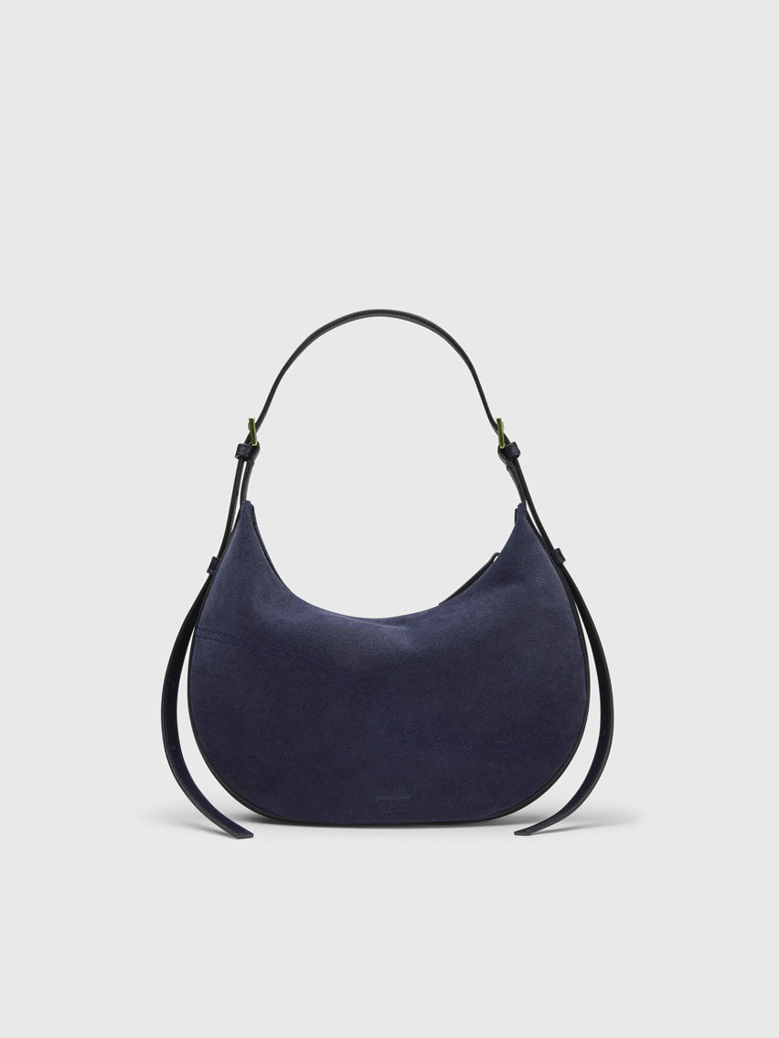 Liveri Mirtillo Suede/Leather Small hobo bag