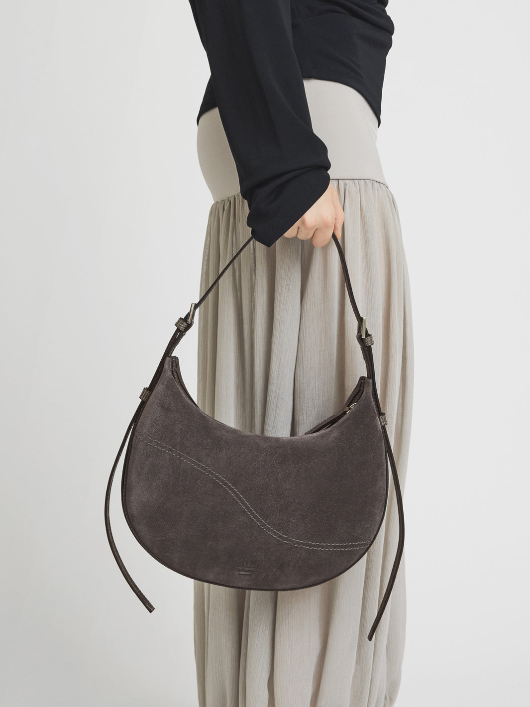 Liveri Peltro Suede/Printed Lizard Small hobo bag