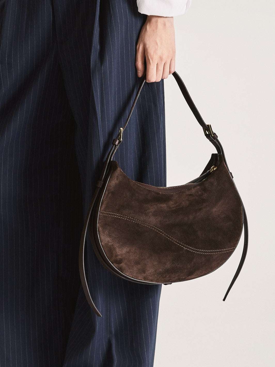 Liveri Walnut Suede/Leather Small hobo bag