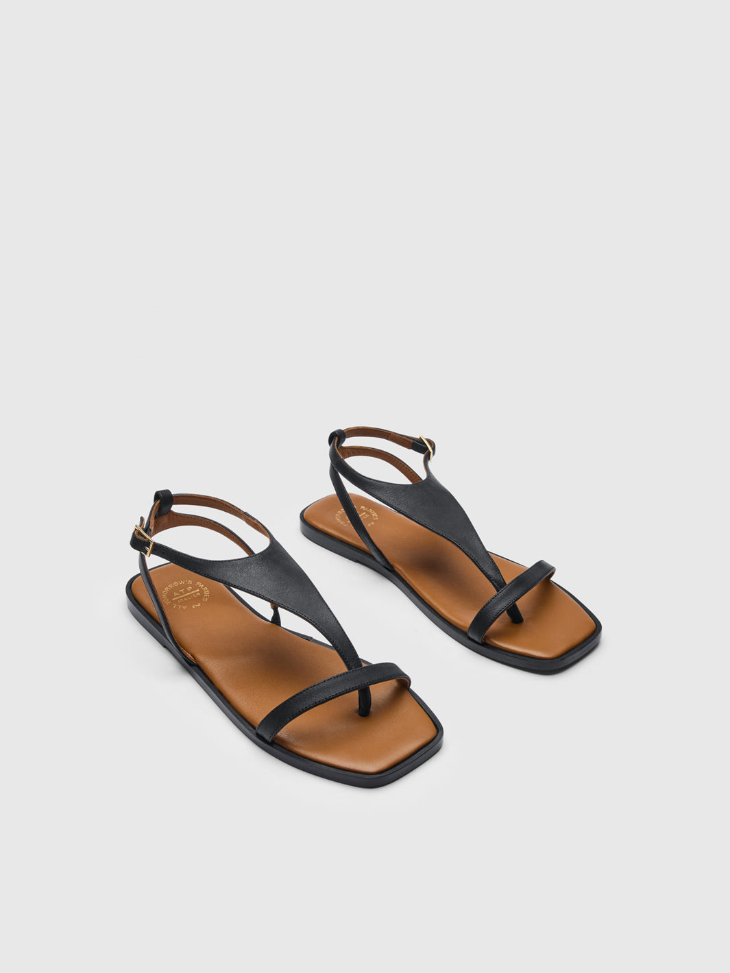 Livo Black Leather Strappy sandals