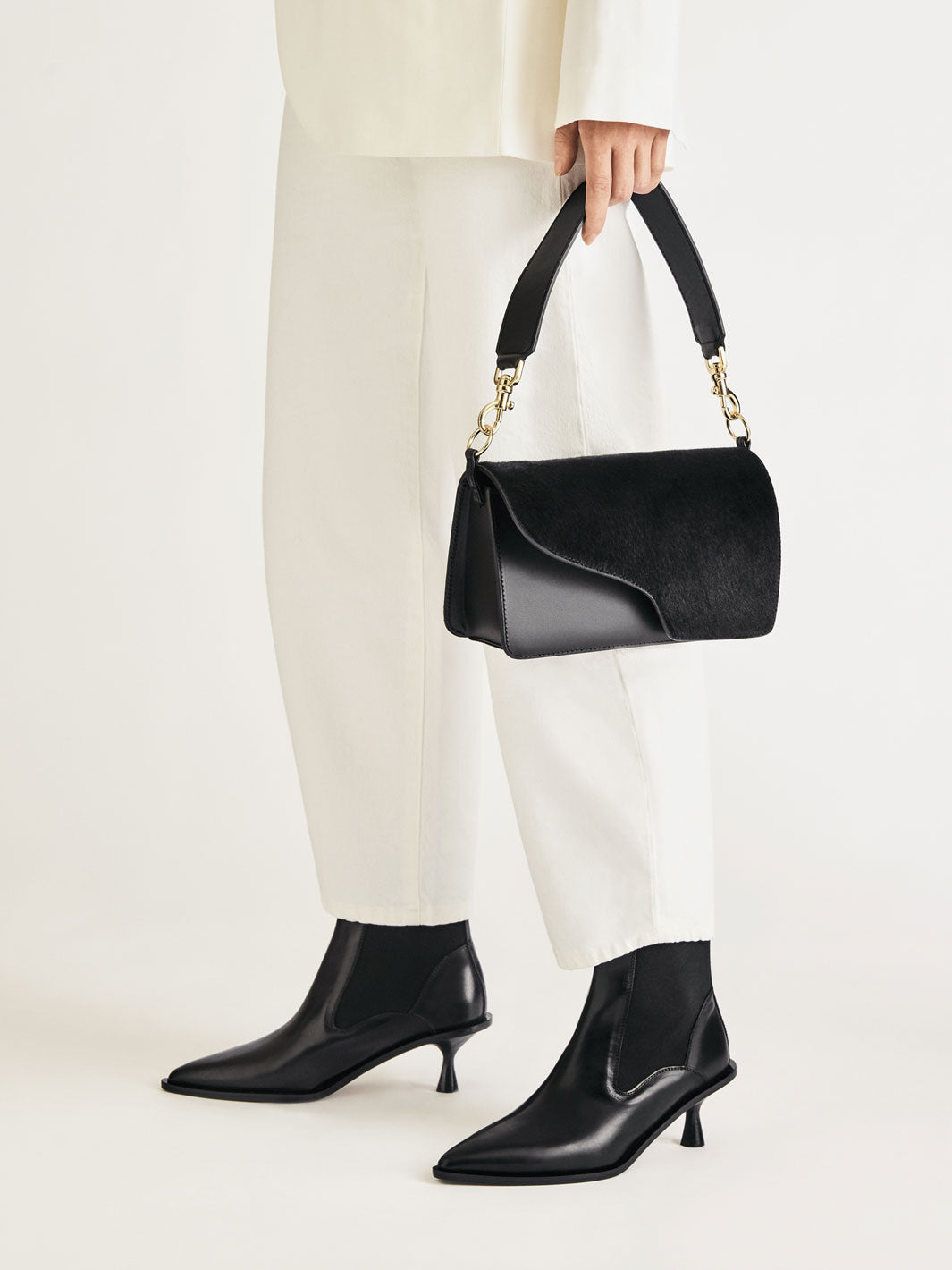 Assisi Black Leather/Pony Shoulder Bag